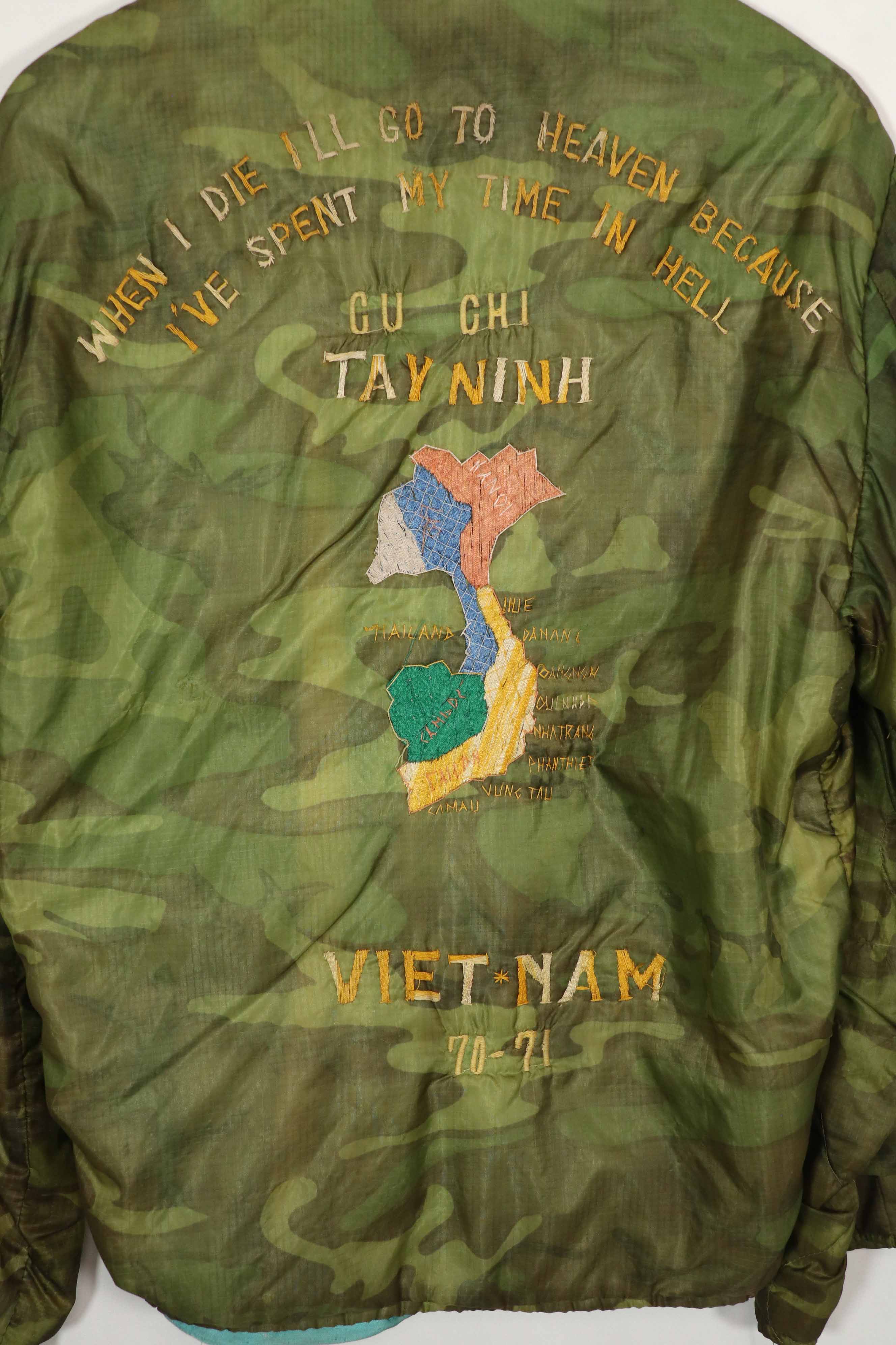 実物　米軍ポンチョライナー製　ツアージャケット　1970-1971 TAY NINH CU CHI　