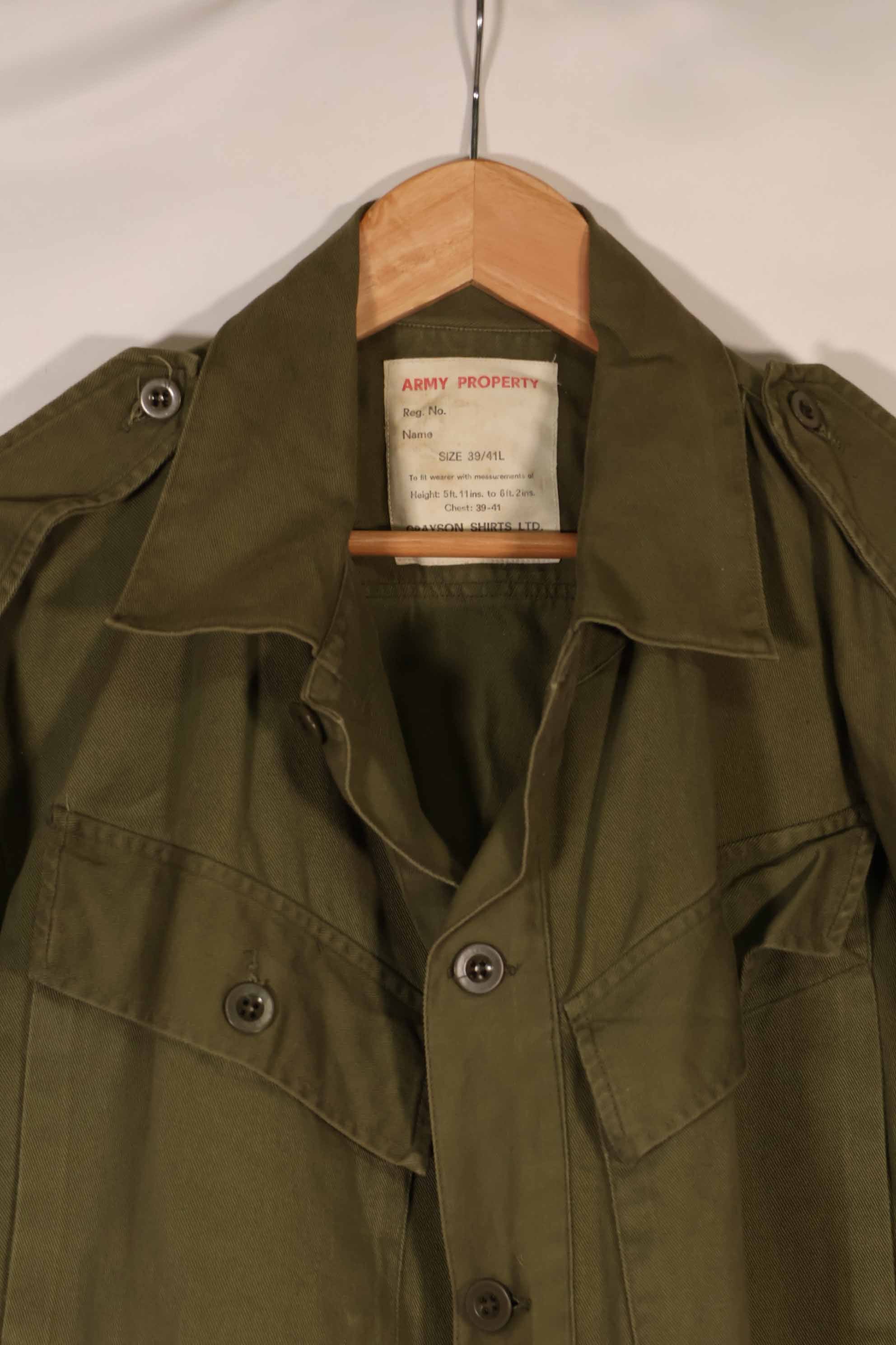 実物　1969年製　ニュージーランド軍　OD ファティーグシャツ　Size 39/41L　中古品扱い