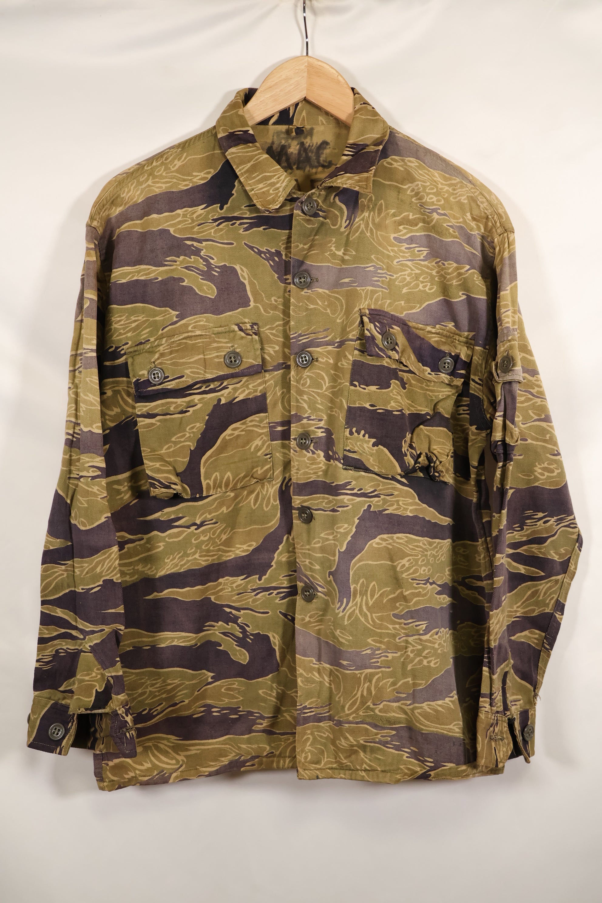 1960年代後半　ゴールドタイガーストライプ　シャツ　USカット　US-M　褪色あり　中古品