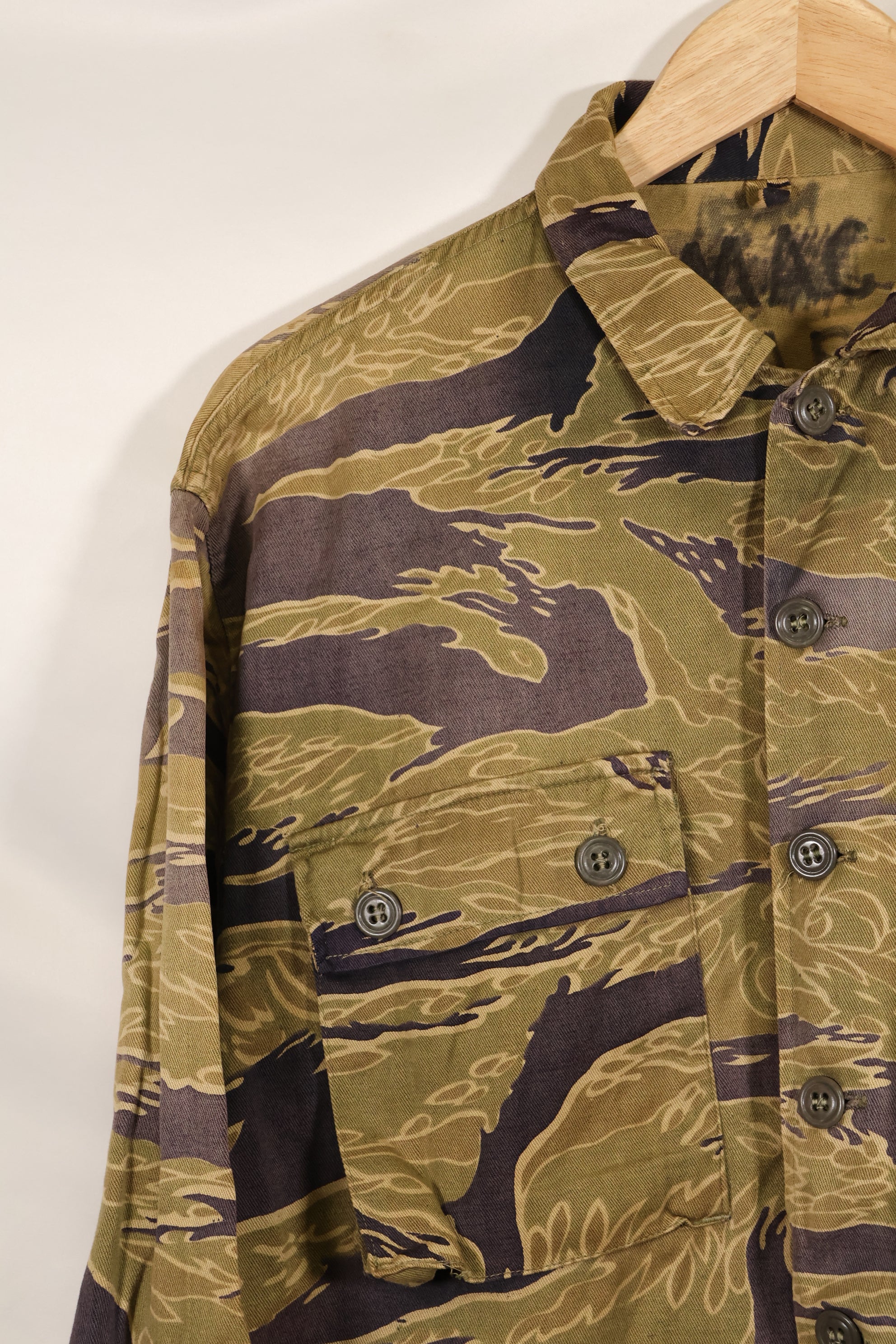 1960年代後半　ゴールドタイガーストライプ　シャツ　USカット　US-M　褪色あり　中古品