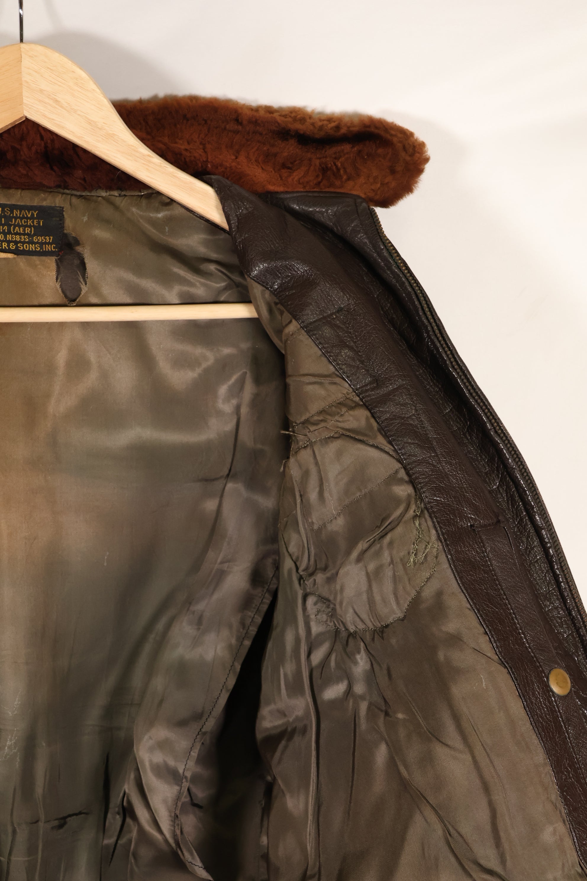 1940年代後半　55J14　アメリカ海軍　G-1　フライトジャケット　極初期個体　パッチ付き　稀少個体