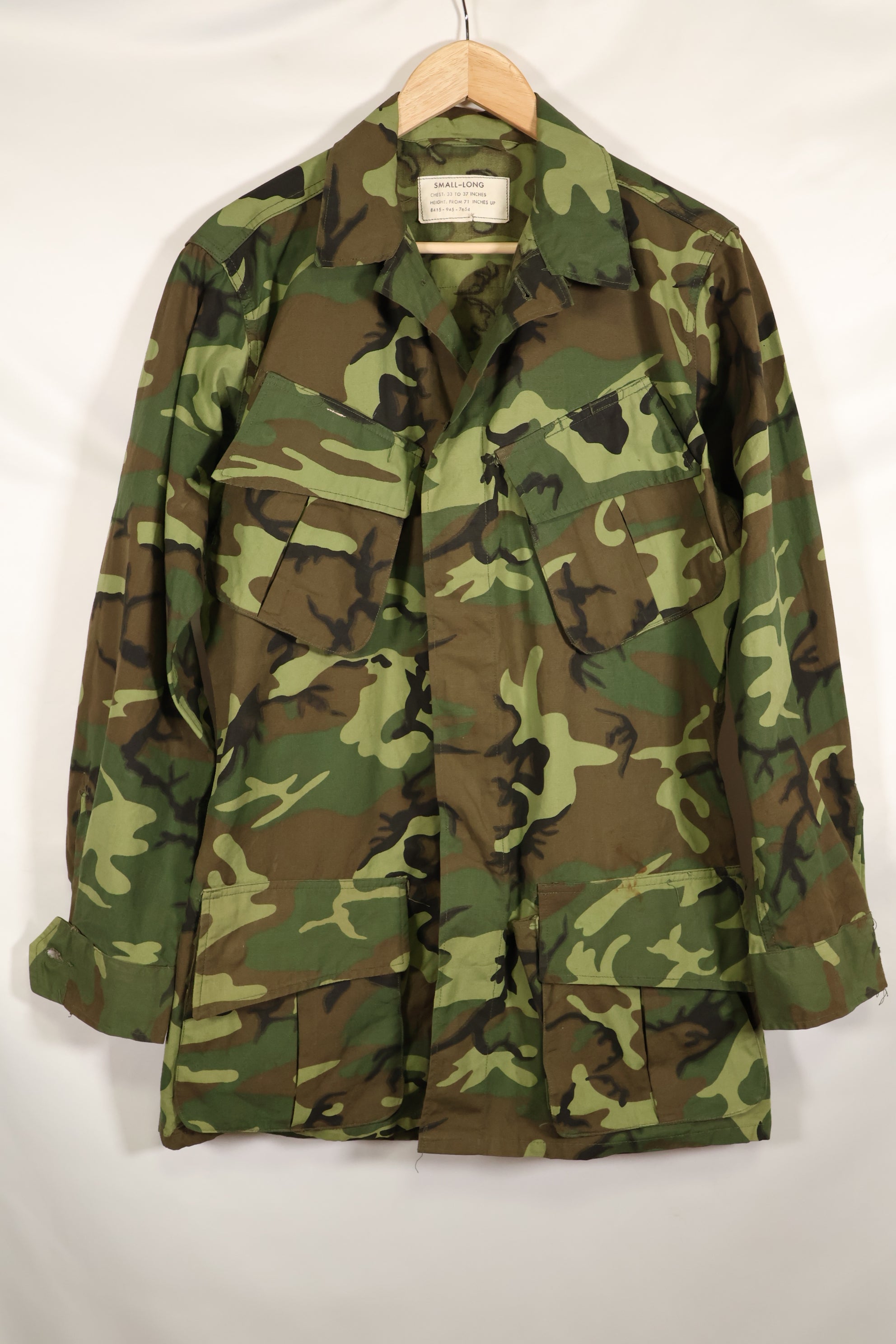 1966〜67年頃　デッドストック　S-L　ノンリップストップ　初期プリント　ERDL　ファティーグジャケット