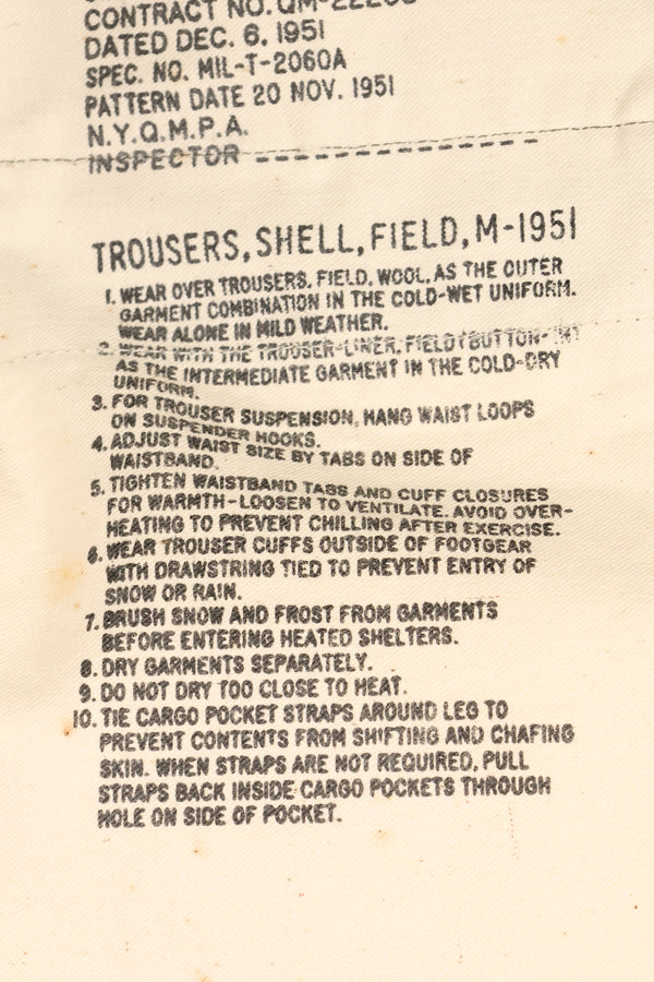 1951年契約　S-R　アメリカ陸軍　M51　フィールドパンツ　ほぼ未使用品　シミ汚れあり