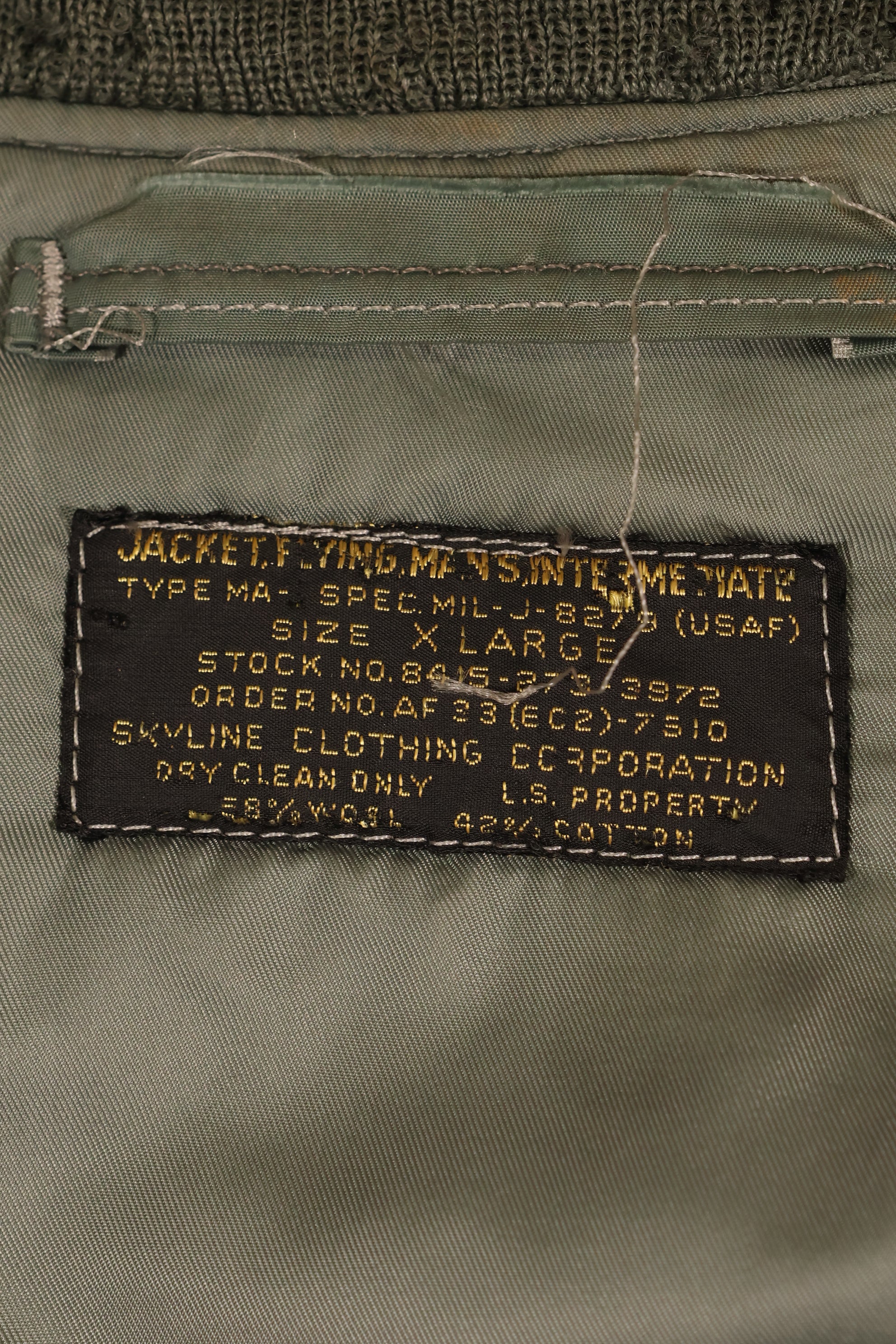 1950年代前半　X-LARGE　アメリカ空軍　USAF　MA-1　初期型　フライトジャケット　状態良い