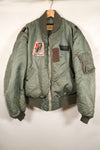 1950年代　推定40〜42程度　アメリカ空軍　B-15D　フライトジャケット　ボア改造品　パッチ付　中古品