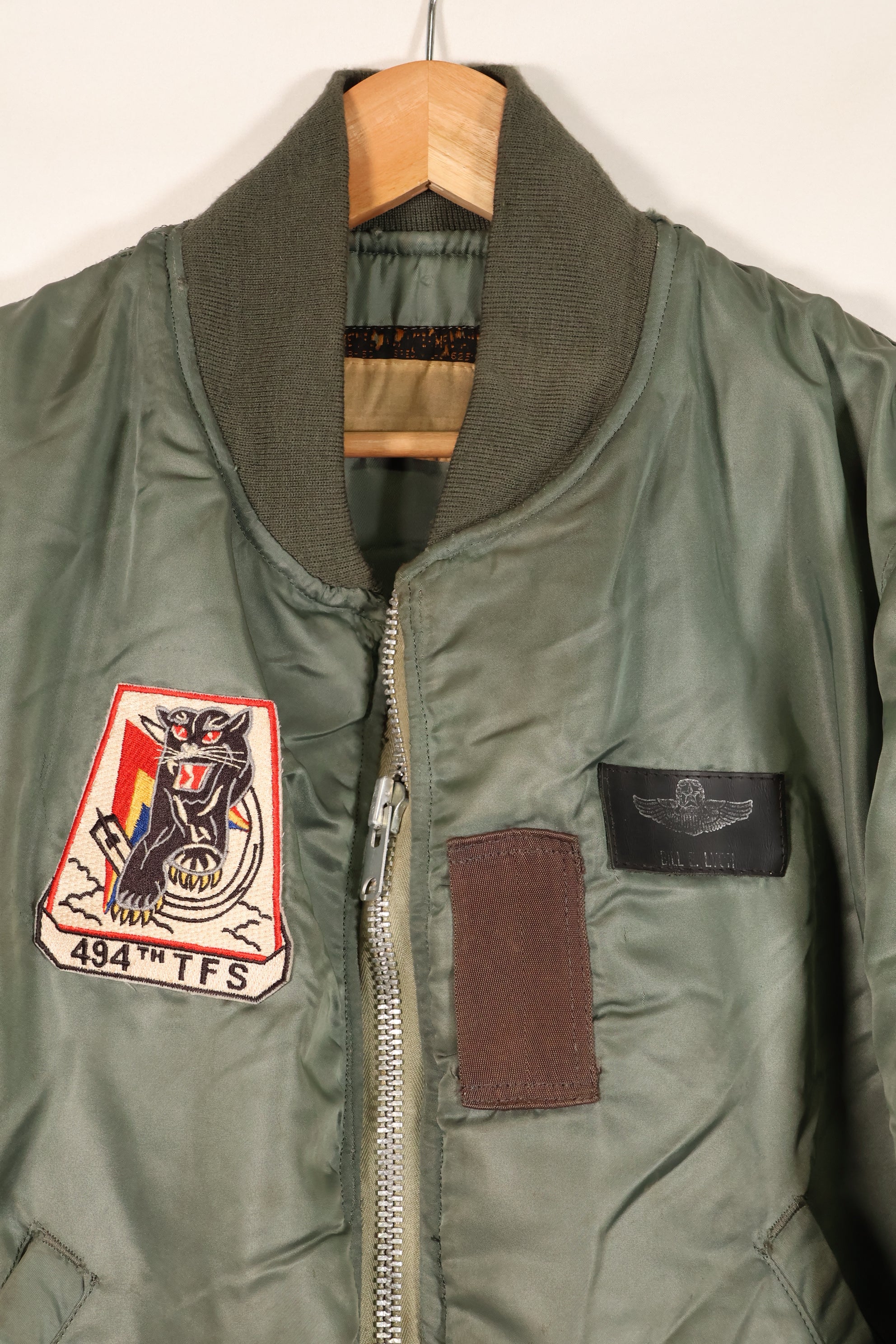 1950年代　推定40〜42程度　アメリカ空軍　B-15D　フライトジャケット　ボア改造品　パッチ付　中古品