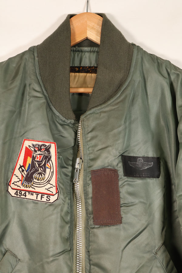 1950年代　推定40〜42程度　アメリカ空軍　B-15D　フライトジャケット　ボア改造品　パッチ付　中古品