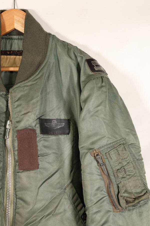 1950年代　推定40〜42程度　アメリカ空軍　B-15D　フライトジャケット　ボア改造品　パッチ付　中古品