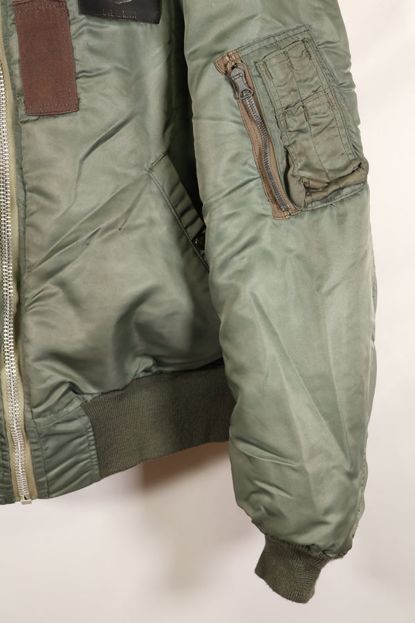 1950年代　推定40〜42程度　アメリカ空軍　B-15D　フライトジャケット　ボア改造品　パッチ付　中古品