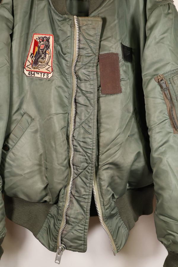 1950年代　推定40〜42程度　アメリカ空軍　B-15D　フライトジャケット　ボア改造品　パッチ付　中古品