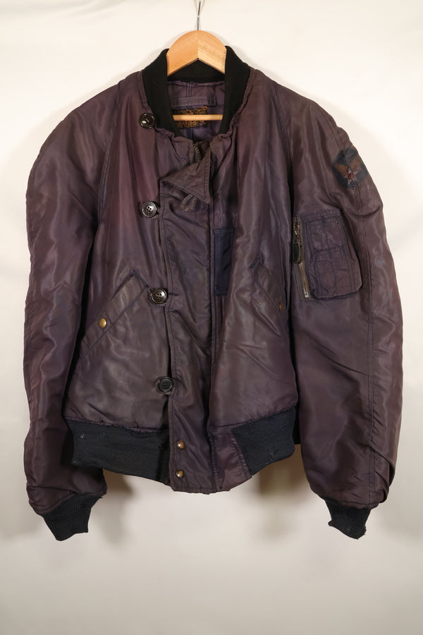 1950年代　LARGE　アメリカ空軍　N2-A　フライトジャケット　フード改造個体　中古品