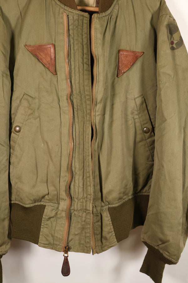 1940年代　推定38〜40　アメリカ陸軍航空隊　USAAF　B-15A　フライトジャケット　ボア改造　中古品