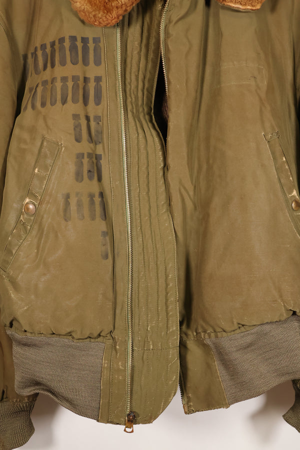1940年代　サイズ 42　WWII　アメリカ陸軍航空隊　B-15　フライトジャケット　カレンダー加工生地　中古品