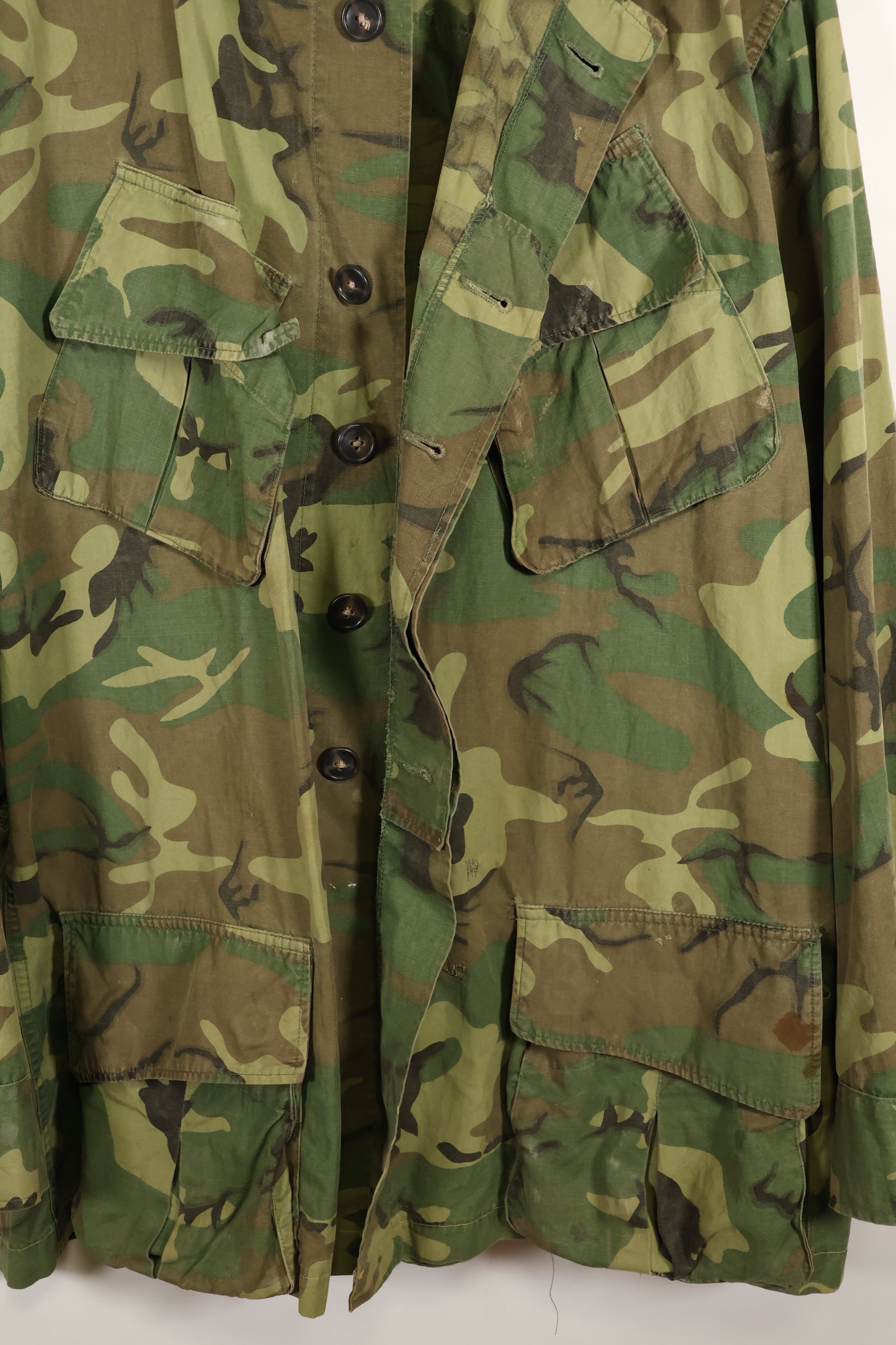 1966〜67年頃　X-L-R　ノンリップストップ　初期プリント　ERDL　ファティーグジャケット　中古品