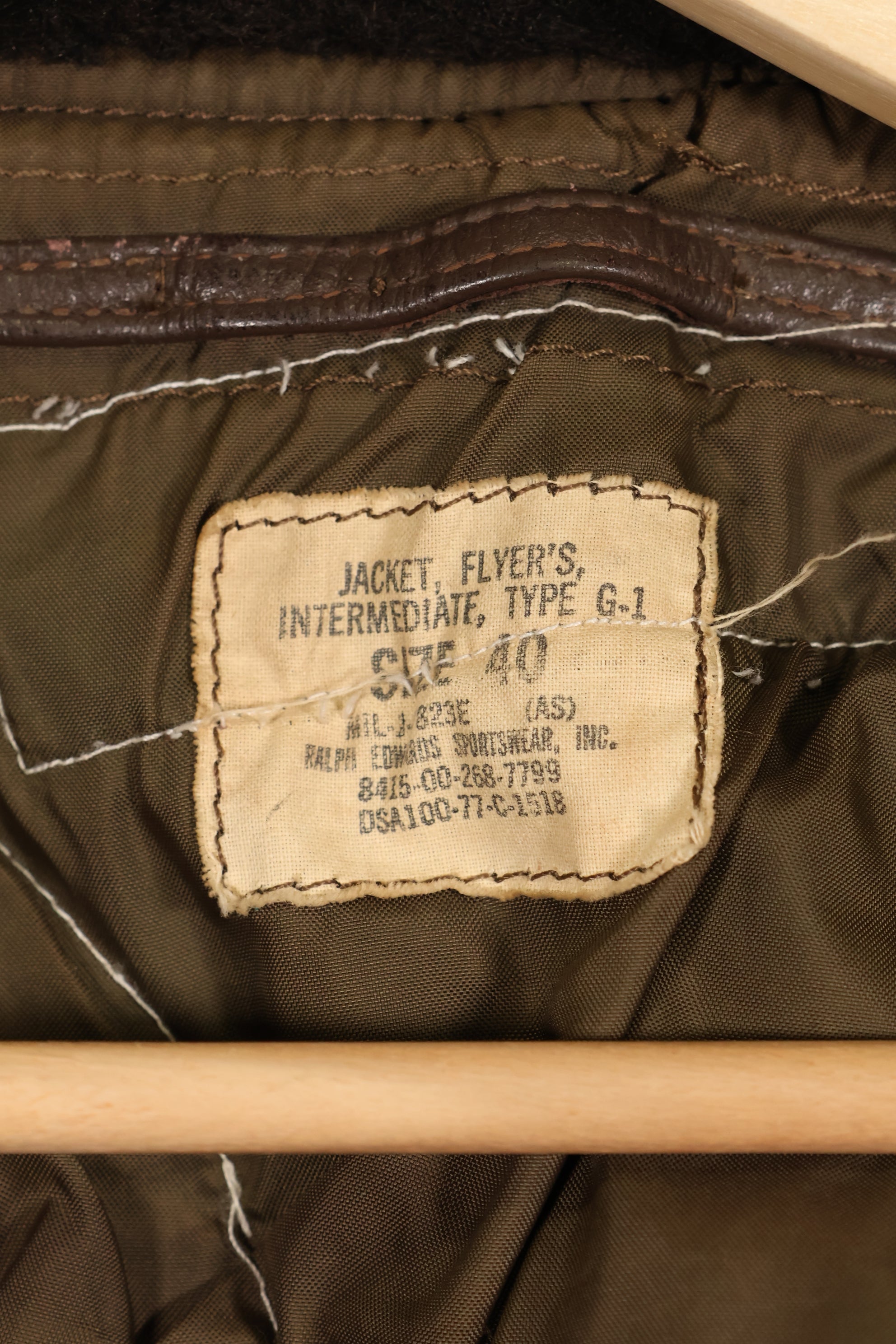 1977年契約　パッチ付　アメリカ海軍　G-1　フライトジャケット　サイズ40　状態良い