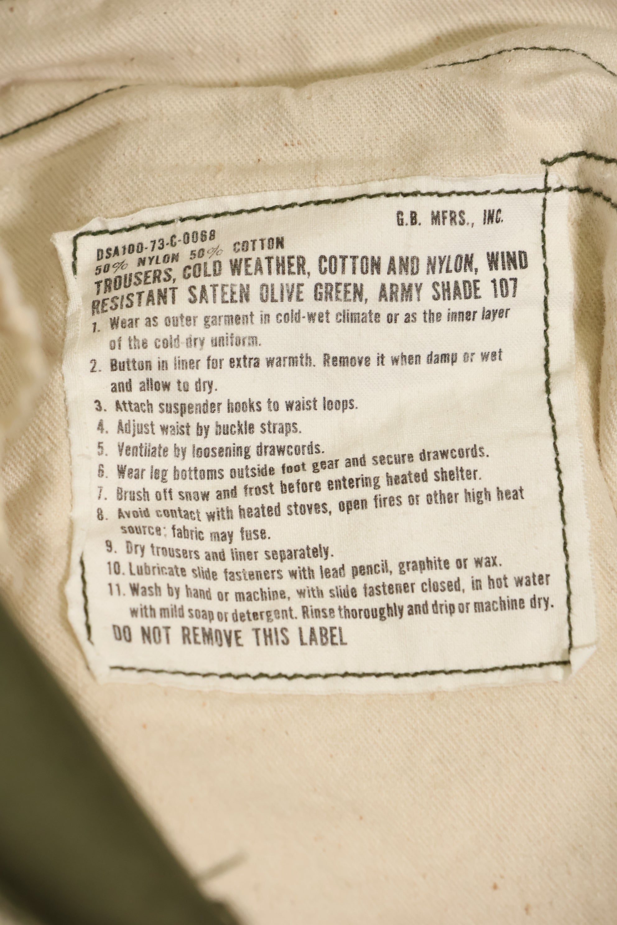 1973年製　アメリカ軍　M65 コットン製　フィールドパンツ　M-R　中古品