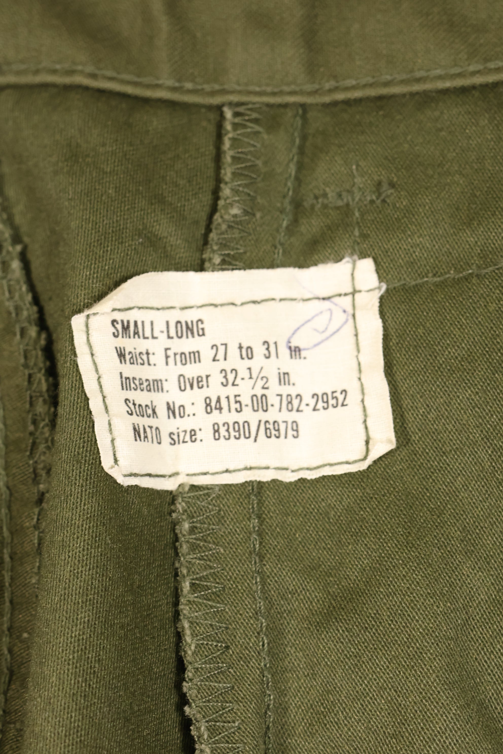 1976年契約　S-L　アメリカ軍　M65 フィールドパンツ　中古品　状態良い
