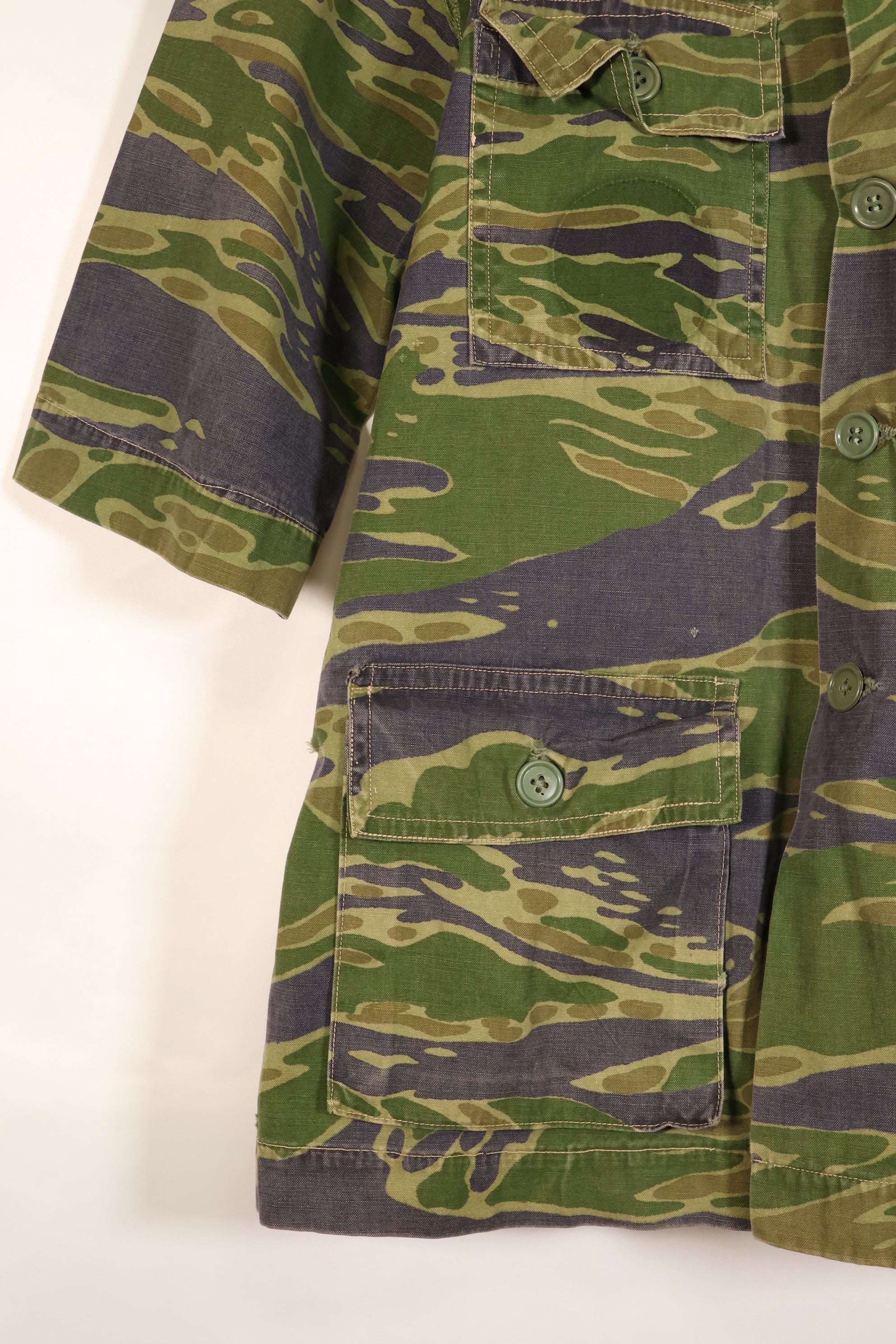 実物生地 戦後縫製　南ベトナム海兵隊　VNMC　5th パターン　タイガーストライプ　シャツ　中古品