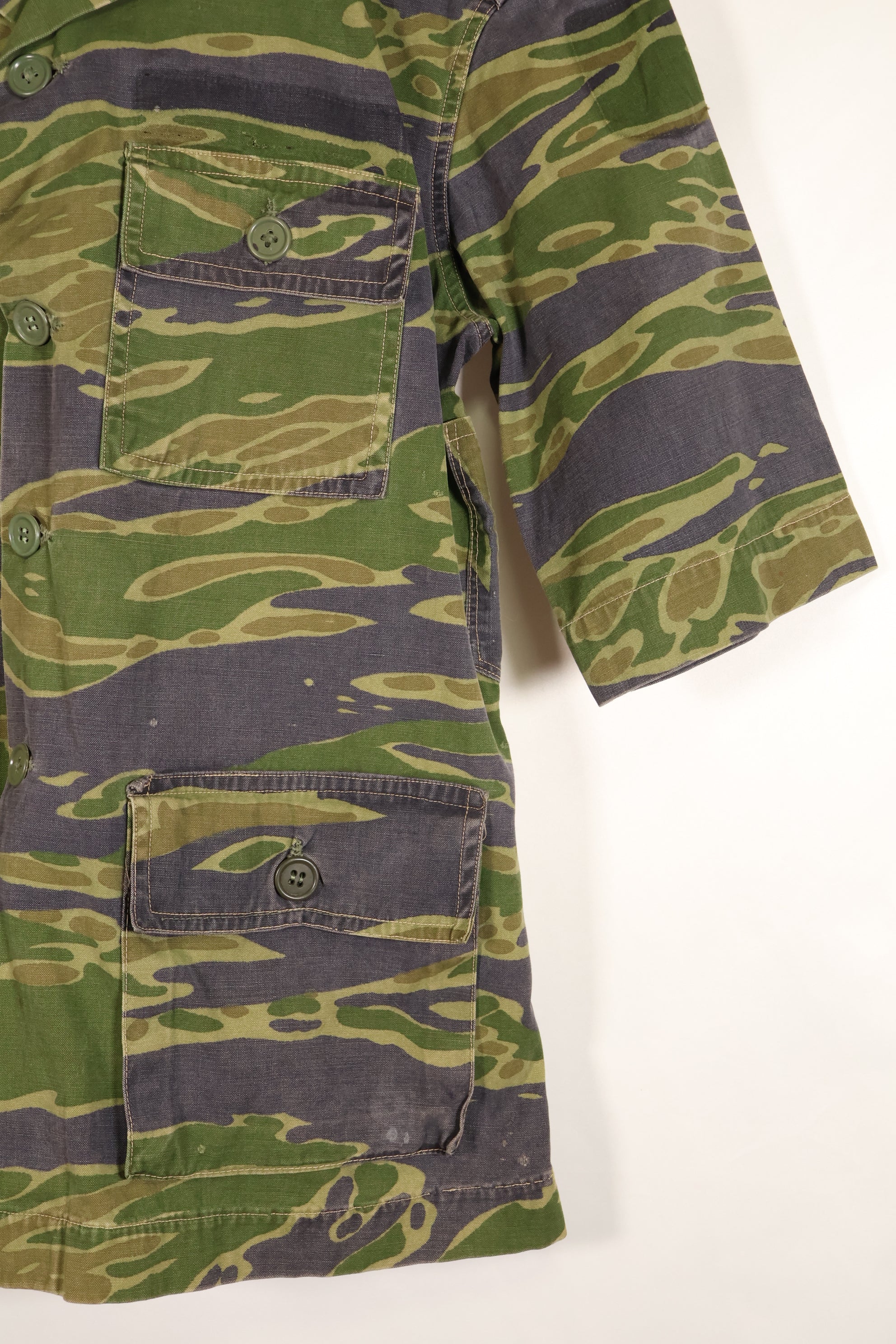 実物生地 戦後縫製　南ベトナム海兵隊　VNMC　5th パターン　タイガーストライプ　シャツ　中古品