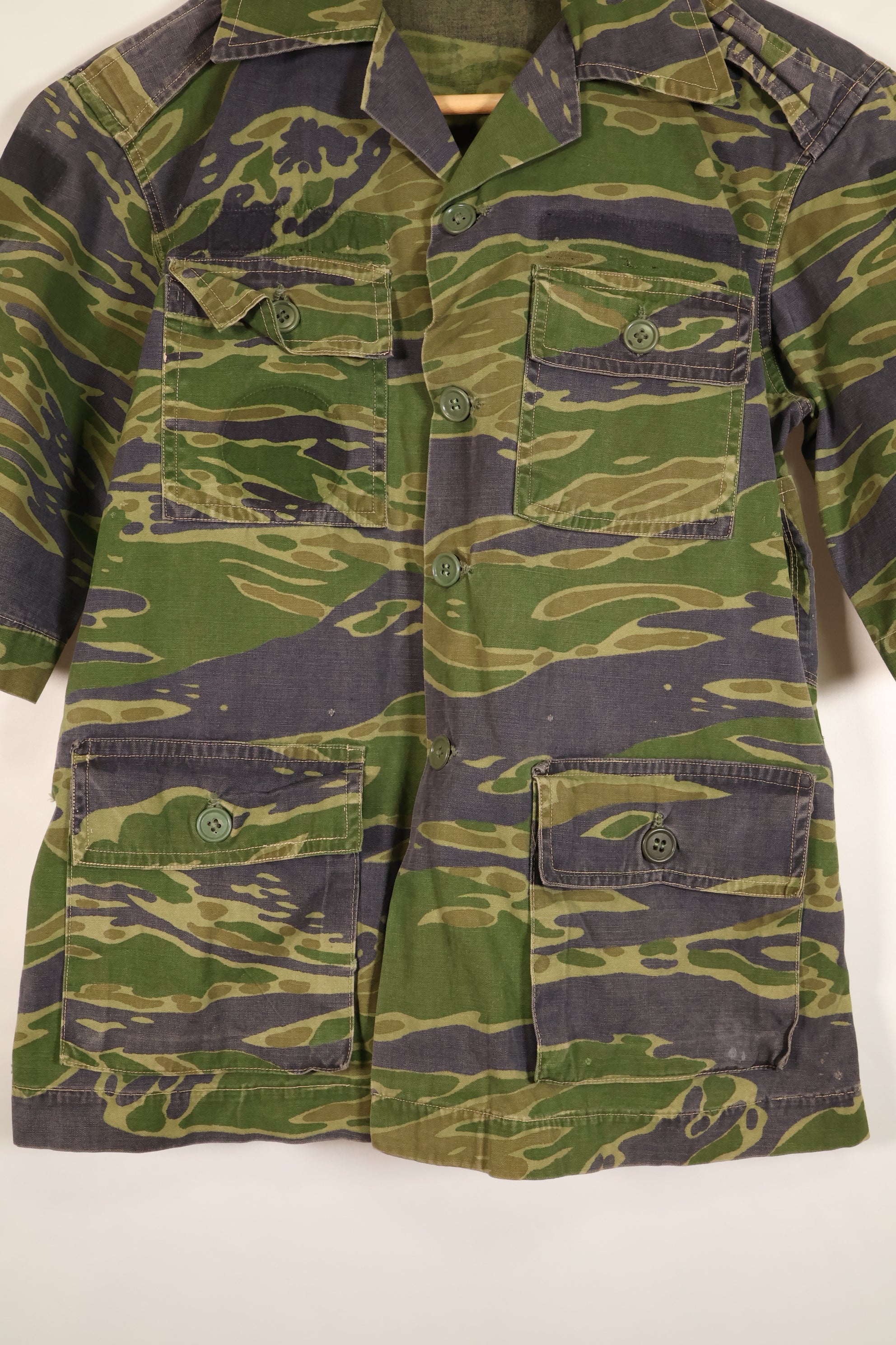 実物生地 戦後縫製　南ベトナム海兵隊　VNMC　5th パターン　タイガーストライプ　シャツ　中古品
