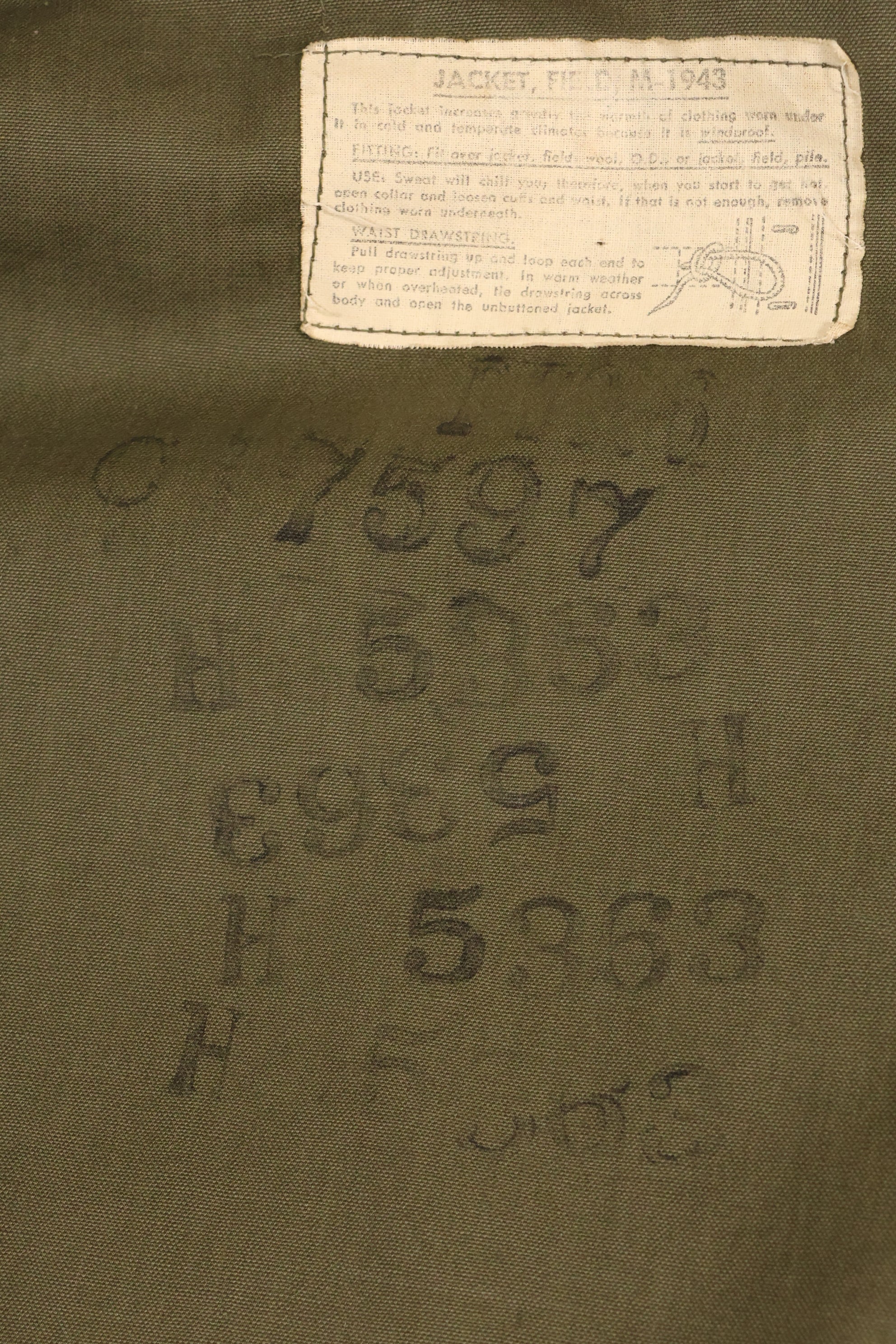 1940年代　アメリカ軍　M43　フィールドジャケット 2nd Inf カスタムペイントジャケット　ほぼ未使用品