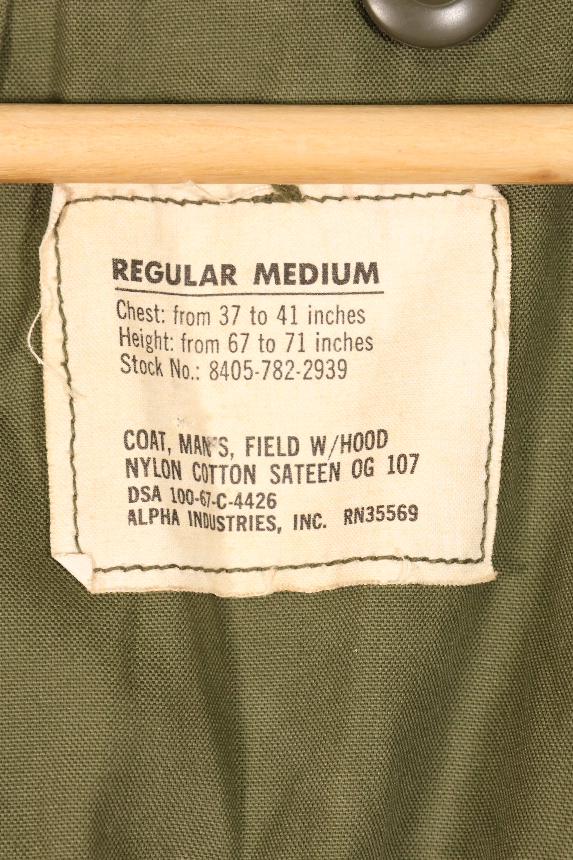 1967年契約　M-R　アメリカ軍　2nd Model M65 フィールドジャケット アルミジッパー　ライナー付　中古品