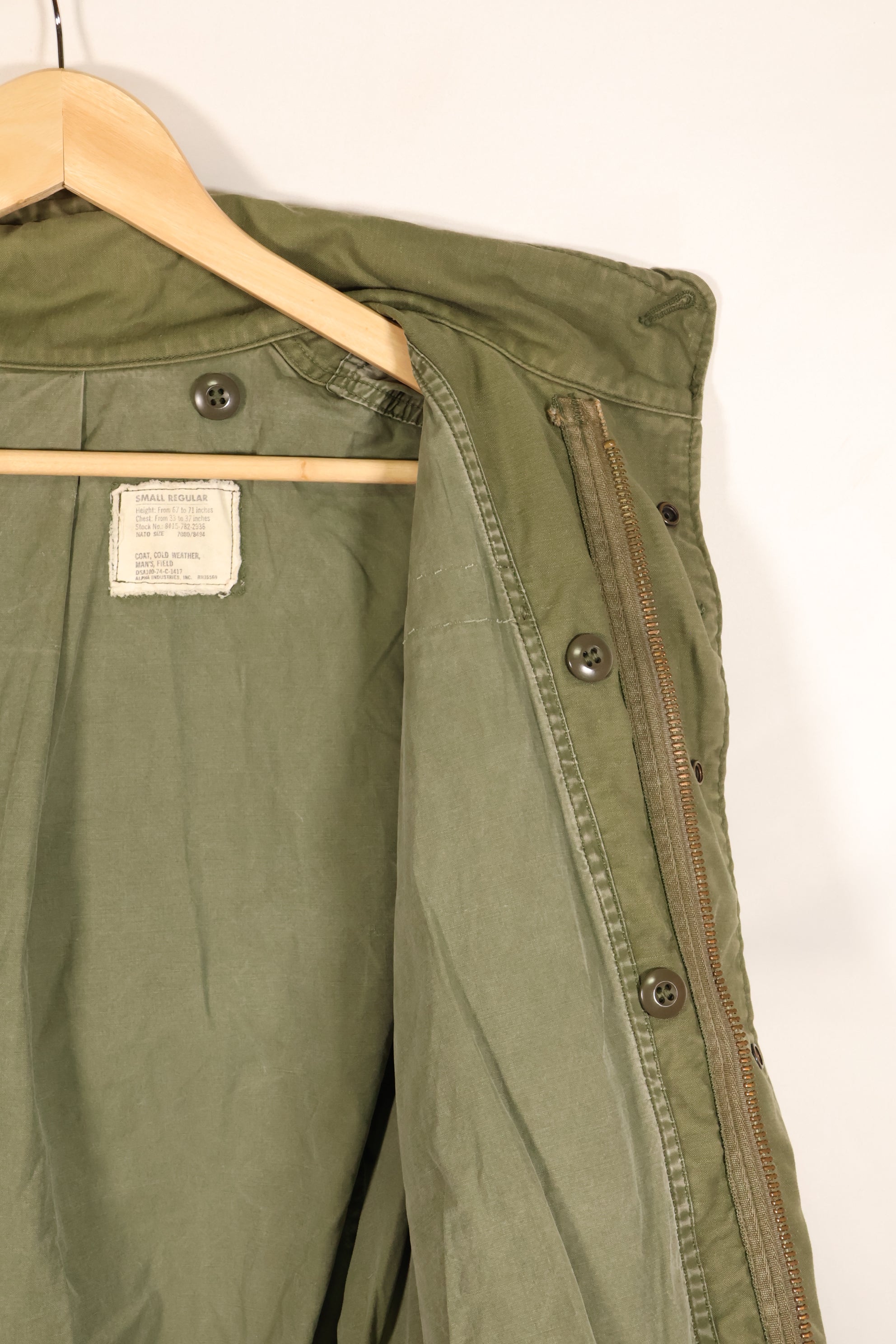 1974年契約　S-R　アメリカ軍　M65 フィールドジャケット　3rd Model ライナー付き　中古品