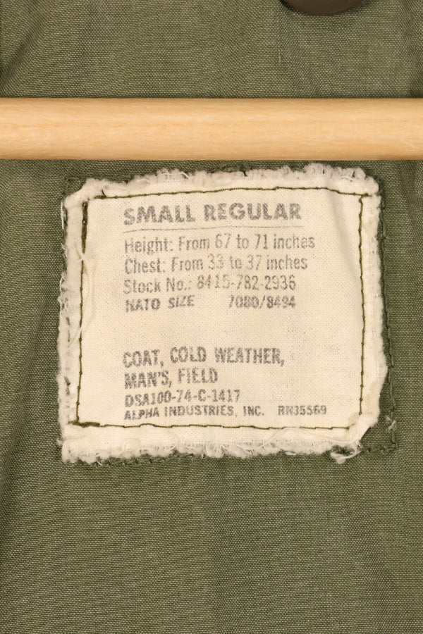 1974年契約　S-R　アメリカ軍　M65 フィールドジャケット　3rd Model ライナー付き　中古品