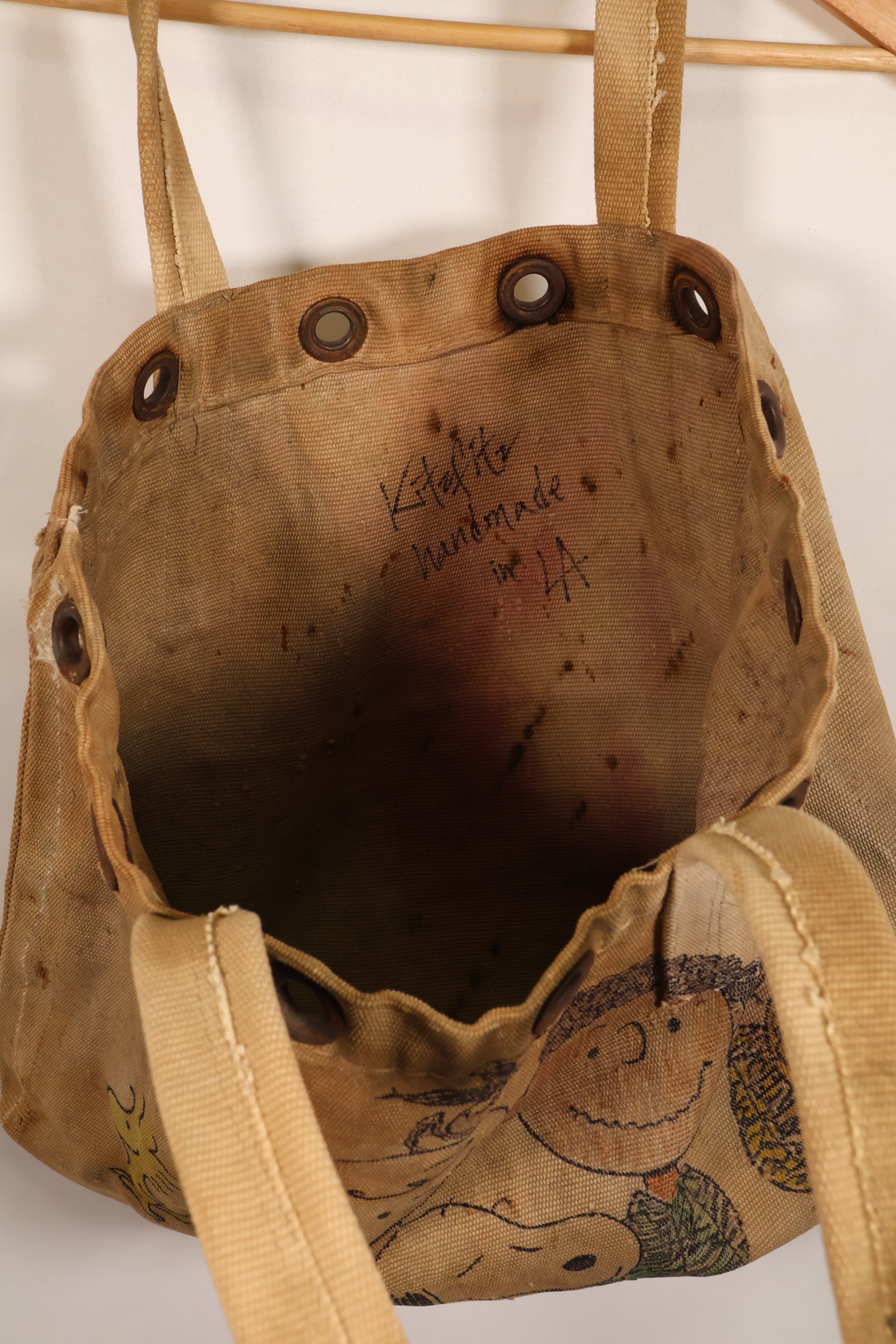 オーダーメイド品　WWII アメリカ海軍　ダッフルバッグ改造　タイガーストライプ　スヌーピーモチーフ　LA Kitzfitz 製