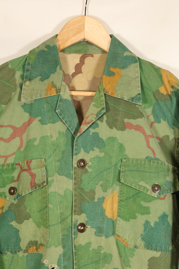 1960年代後半〜70年代前半　アメリカ海兵隊　USMC　ミッチェル迷彩　ユーティリティシャツ　個人調達品　テント生地