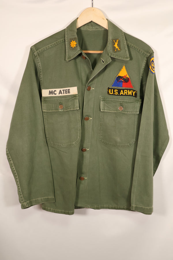 実物　1950年代　アメリカ陸軍　OG-107 ユーティリティシャツ　金属ボタン　中古品　パッチ後付け