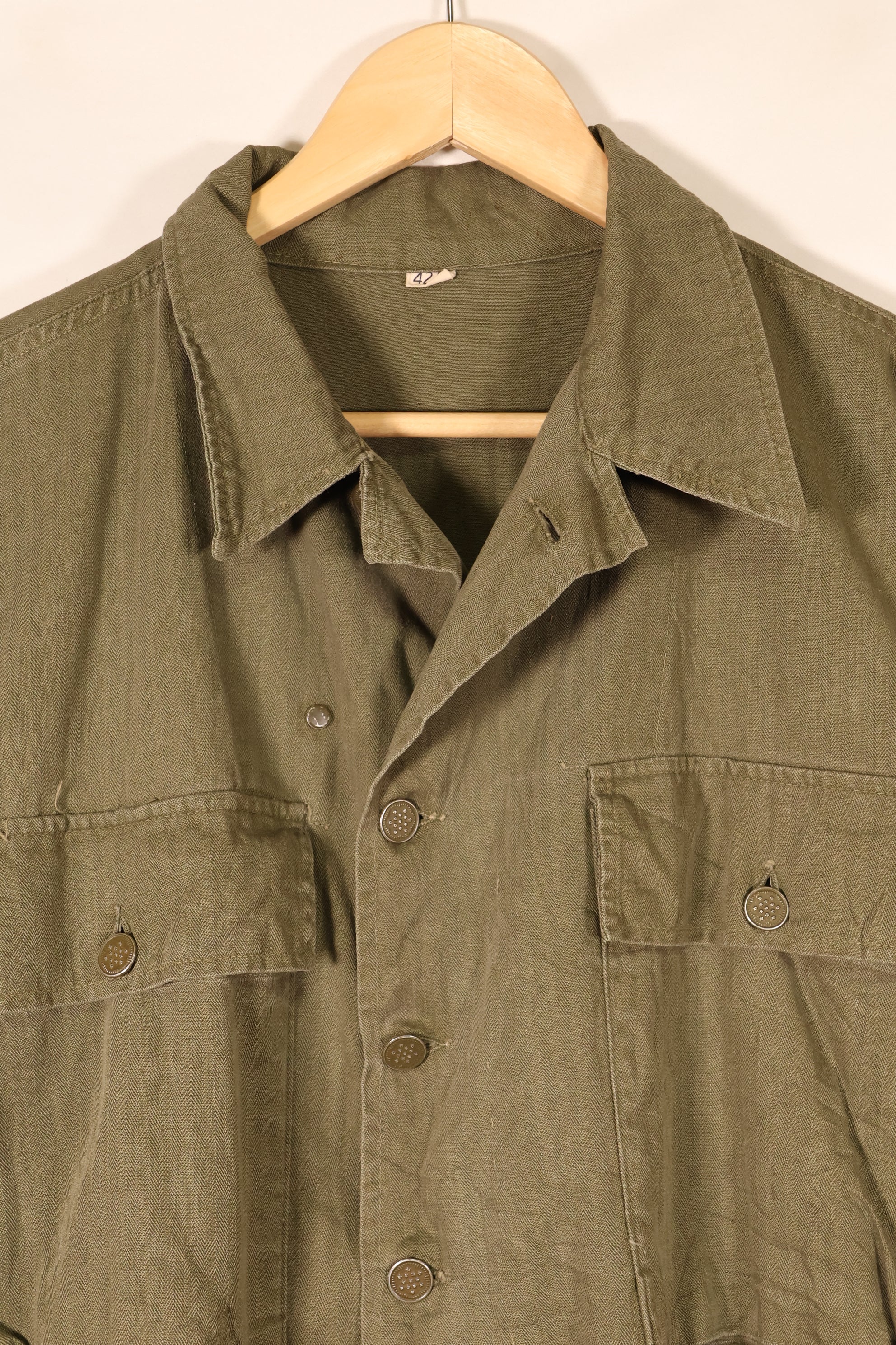 1940年代前半　サイズ 42R　アメリカ陸軍　M43 HBT ユーティリティジャケット　退色あり　中古品