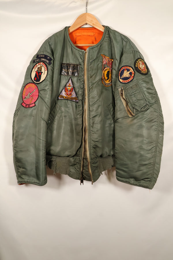 1960年代後半　推定 LARGE アメリカ海軍　MA-1　フライトジャケット　パイロット改造あり　中古品