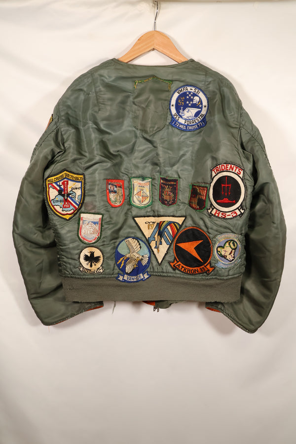 1960年代後半　推定 LARGE アメリカ海軍　MA-1　フライトジャケット　パイロット改造あり　中古品