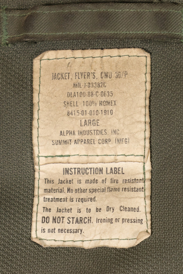 1988年契約　LARGE　アメリカ空軍　CWU-36P フライトジャケット　ライトゾーン　中古品