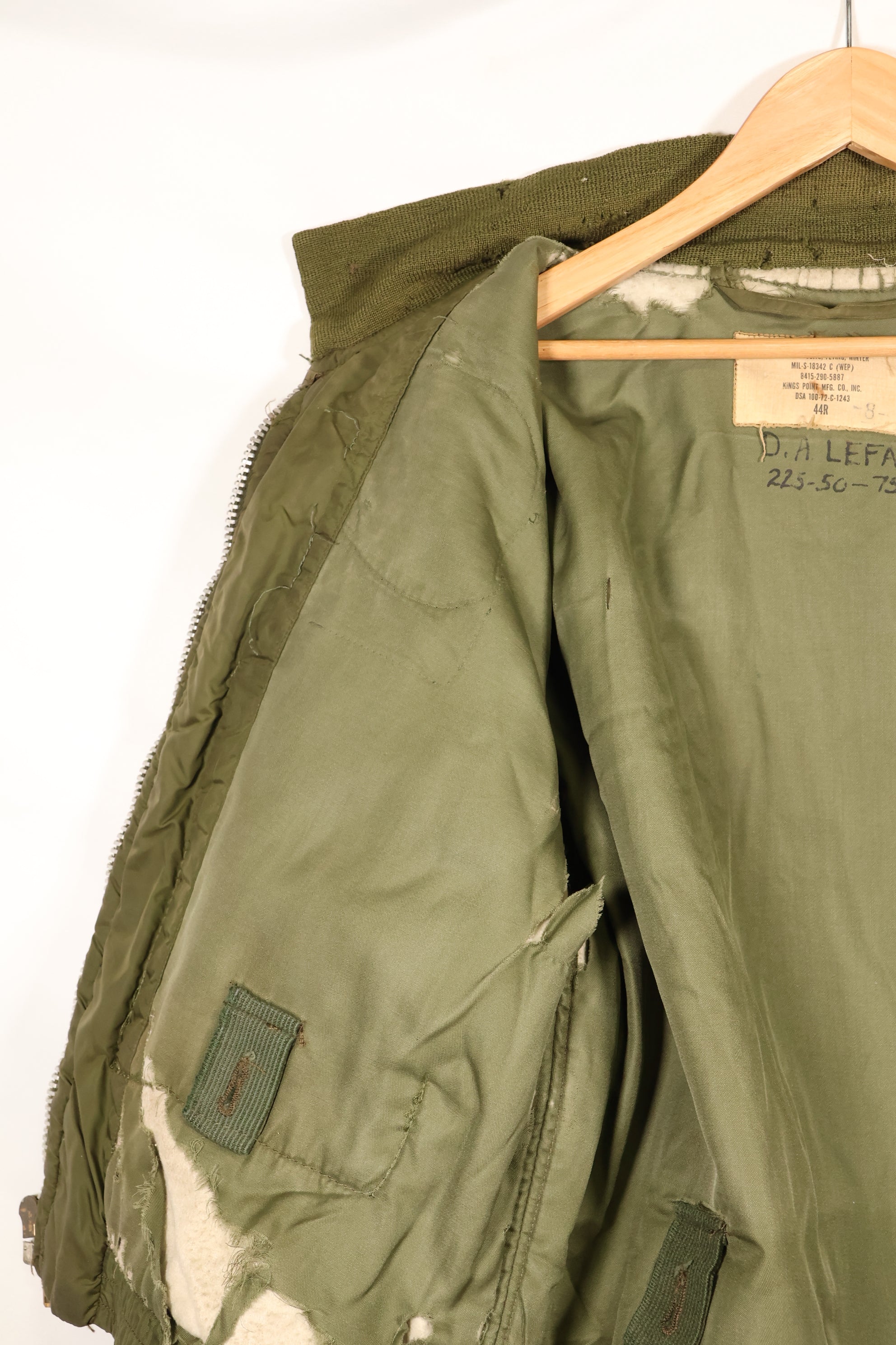 1972年契約　44R　アメリカ海軍　冬季用フライトジャケット　WEPジャケット　中古品