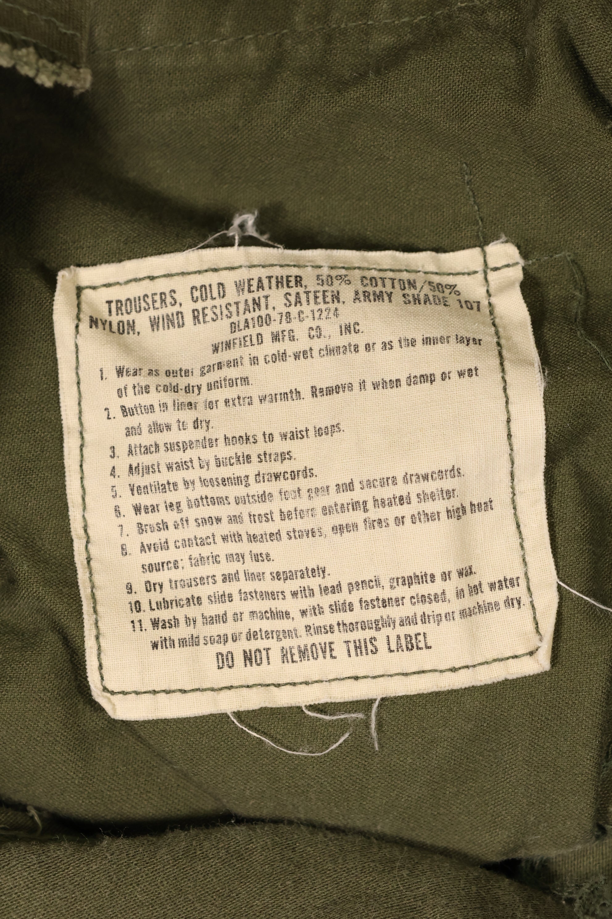 1978年契約　M-L　アメリカ軍　M65 フィールドパンツ　褪色あり　中古品