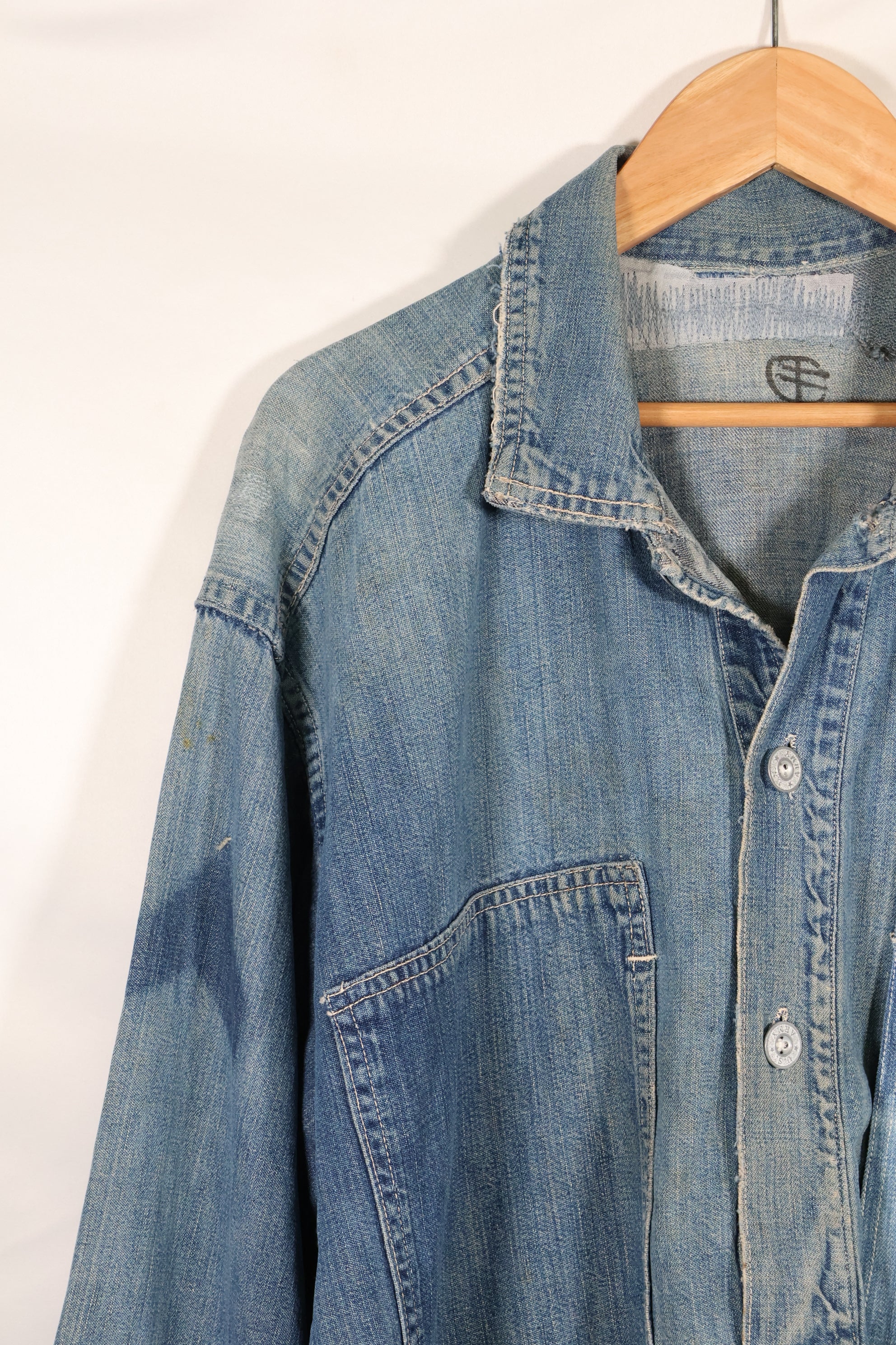 1930年代　アメリカ陸軍　デニム　プルオーバーシャツ　3ボタン　中古品