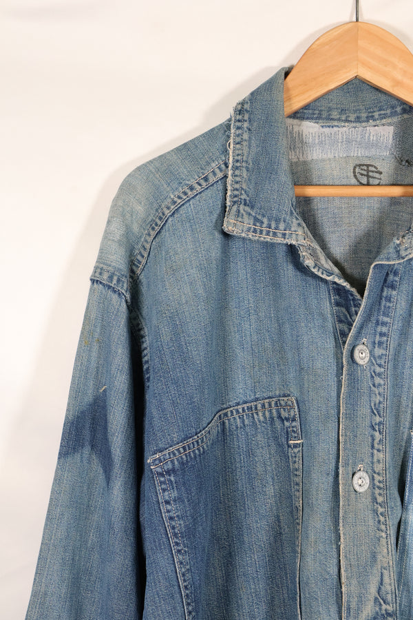 1930年代　アメリカ陸軍　デニム　プルオーバーシャツ　3ボタン　中古品