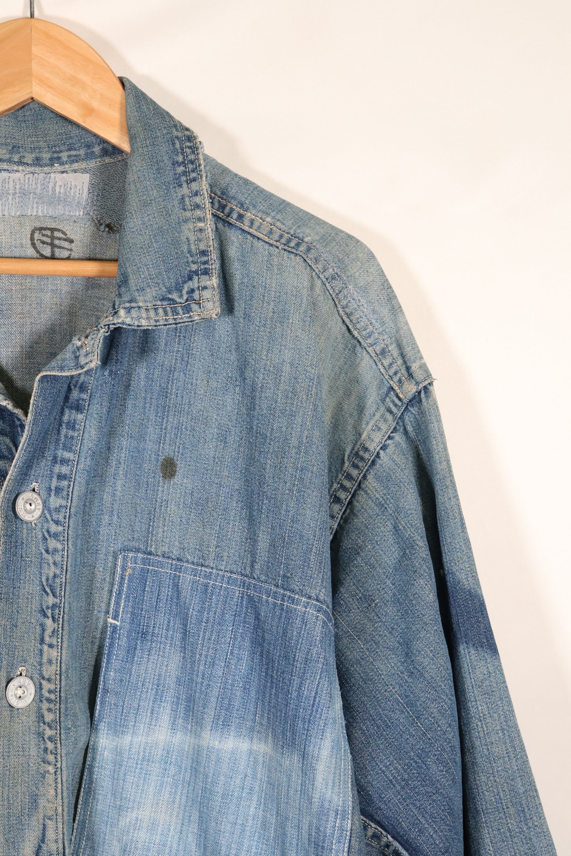 1930年代　アメリカ陸軍　デニム　プルオーバーシャツ　3ボタン　中古品