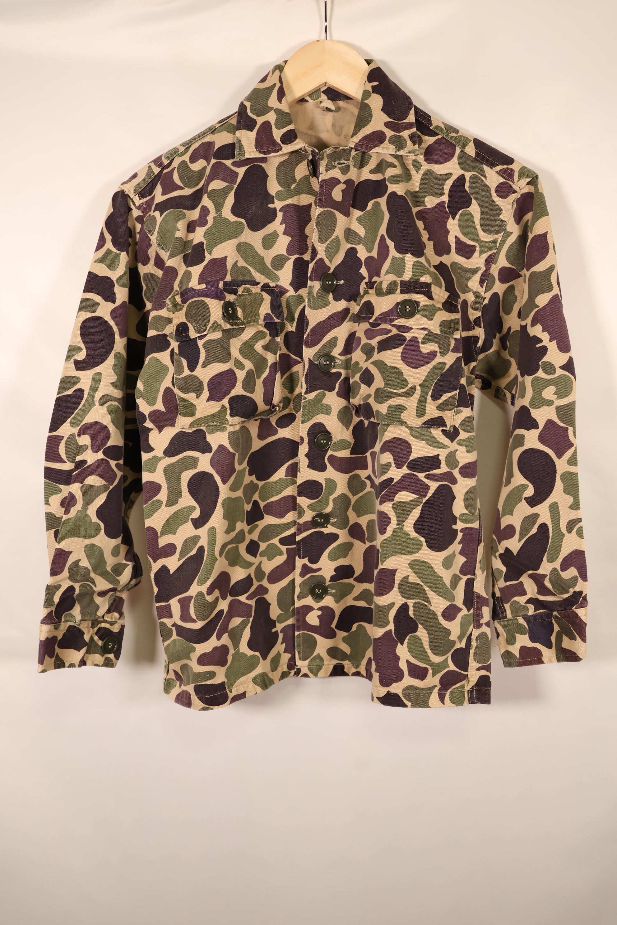 1960年代前半　A-M相当　CIDG　ベオガム迷彩　Asianカット　シャツ　ローカルメイド Frog Skin迷彩　中古品