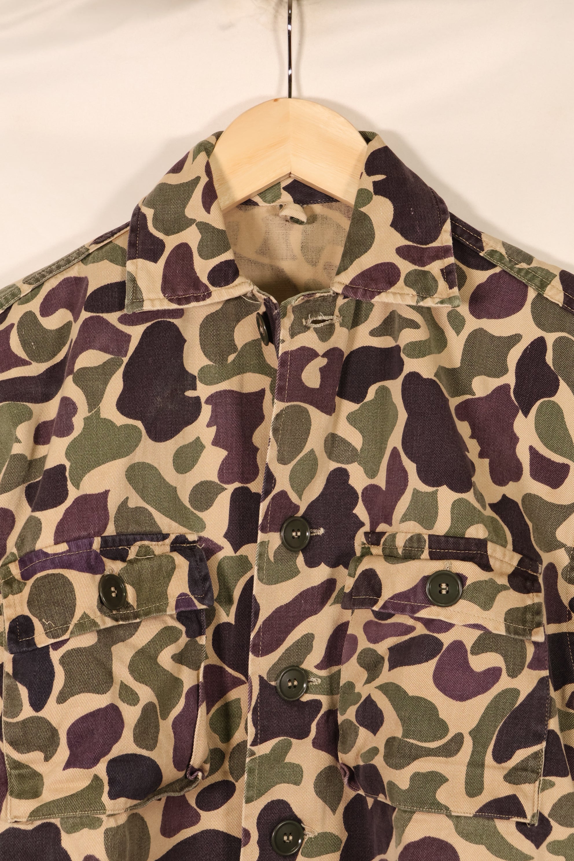 1960年代前半　A-M相当　CIDG　ベオガム迷彩　Asianカット　シャツ　ローカルメイド Frog Skin迷彩　中古品