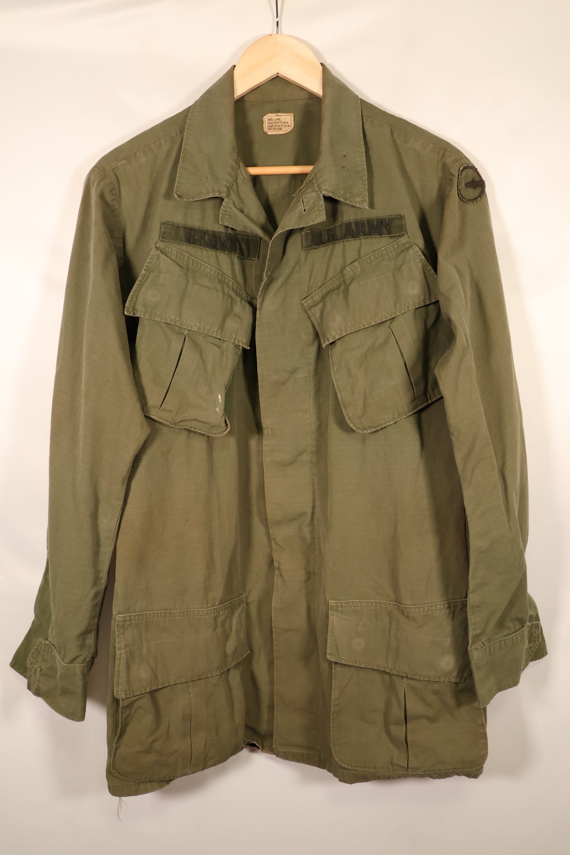 1968年契約　S-L　4th Model リップストップ　ジャングルファティーグ　ジャケット　パッチ付き　中古品