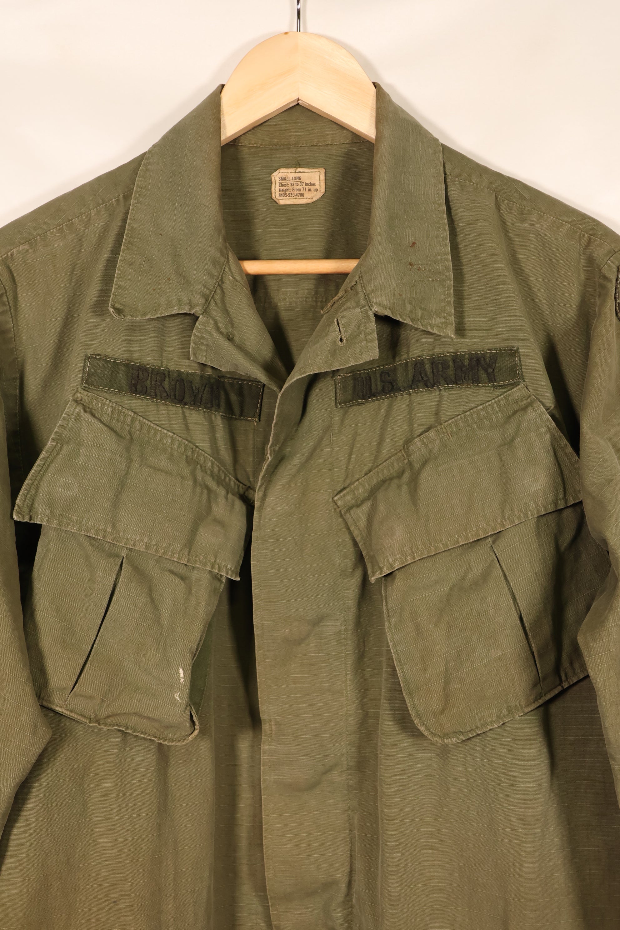 1968年契約　S-L　4th Model リップストップ　ジャングルファティーグ　ジャケット　パッチ付き　中古品