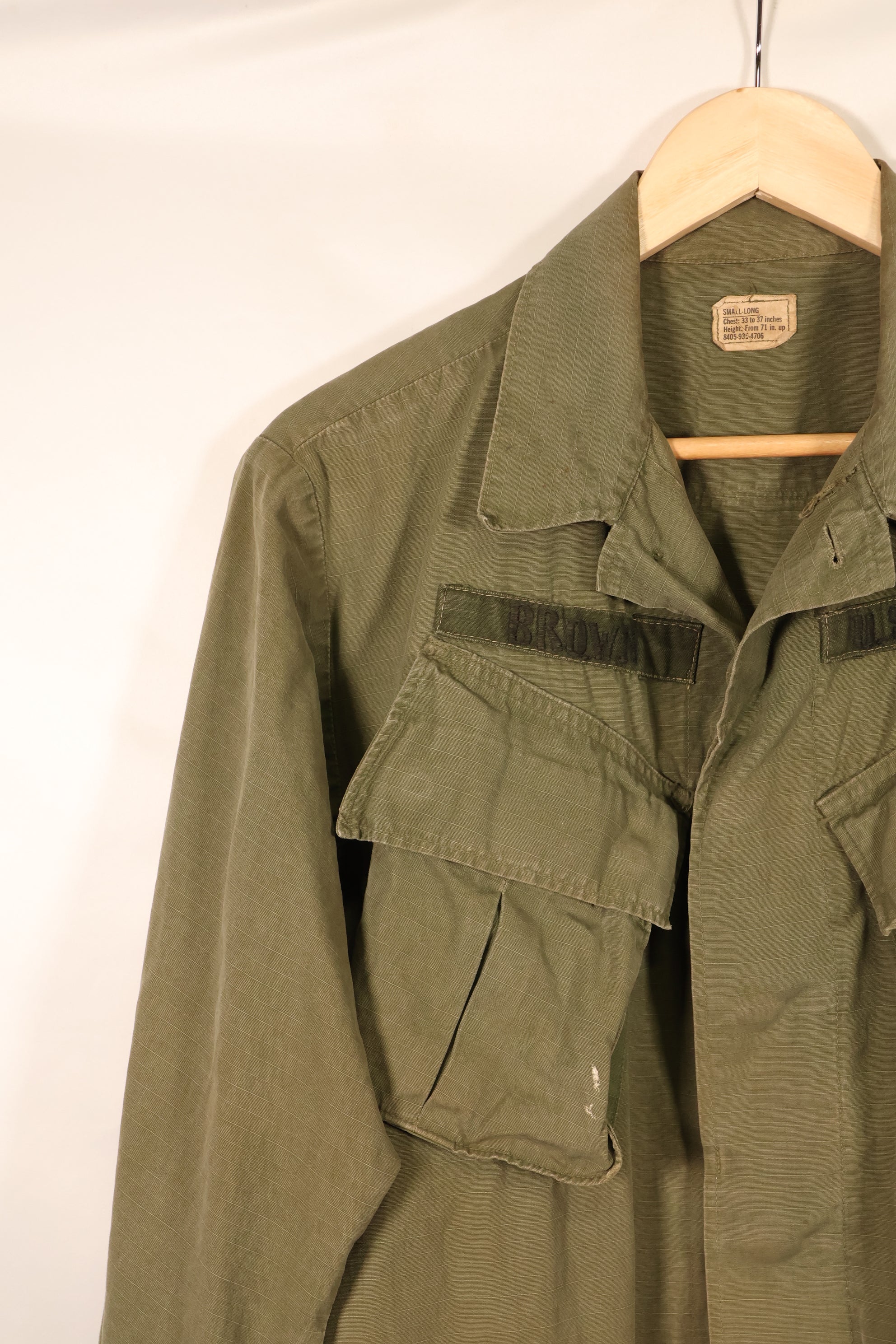 1968年契約　S-L　4th Model リップストップ　ジャングルファティーグ　ジャケット　パッチ付き　中古品