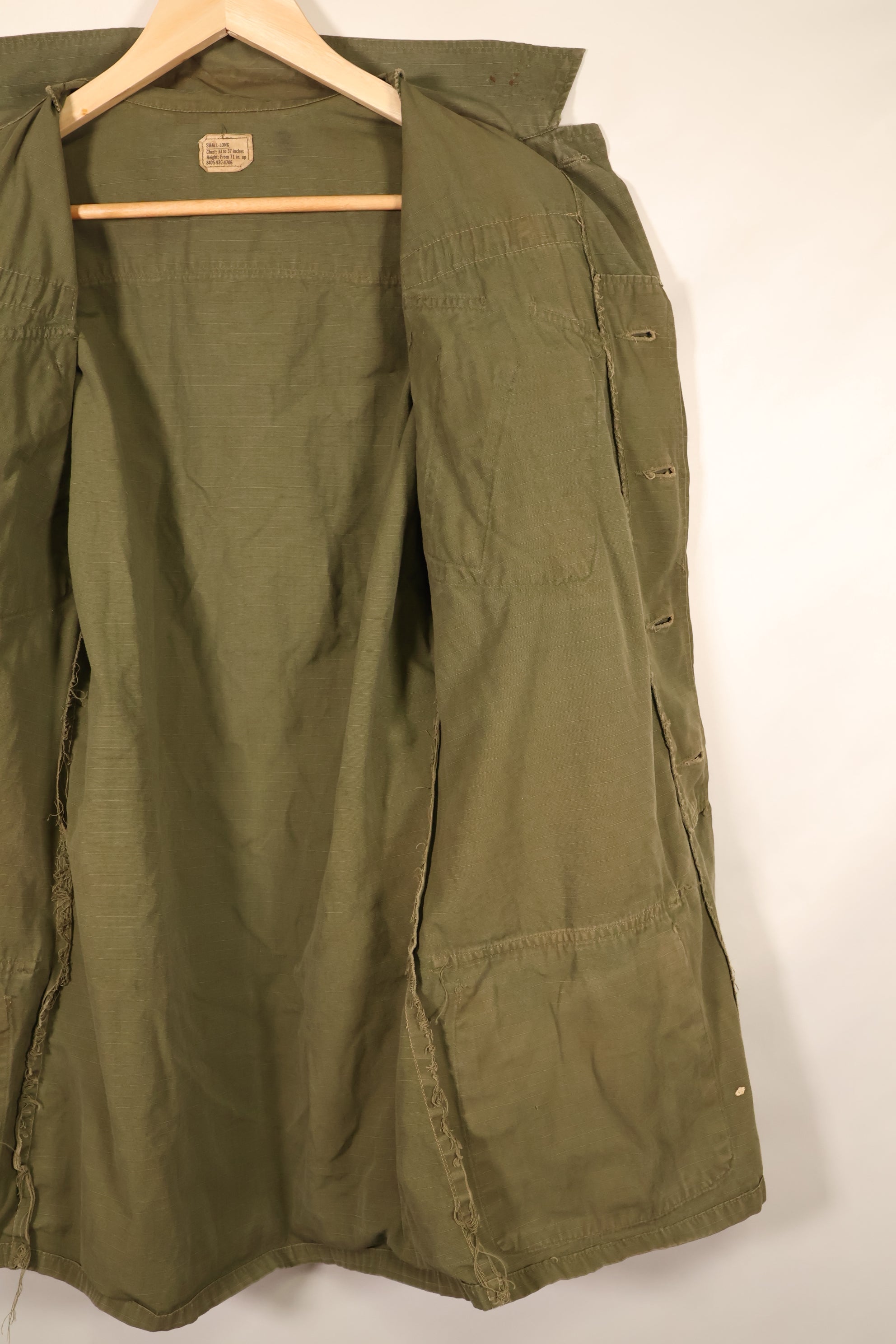 1968年契約　S-L　4th Model リップストップ　ジャングルファティーグ　ジャケット　パッチ付き　中古品