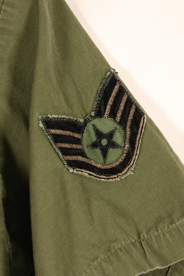 1969年契約　S-L　テイラー跡あり　4th Model ジャングルファティーグ　ジャケット　USAF　半袖カスタム　中古品