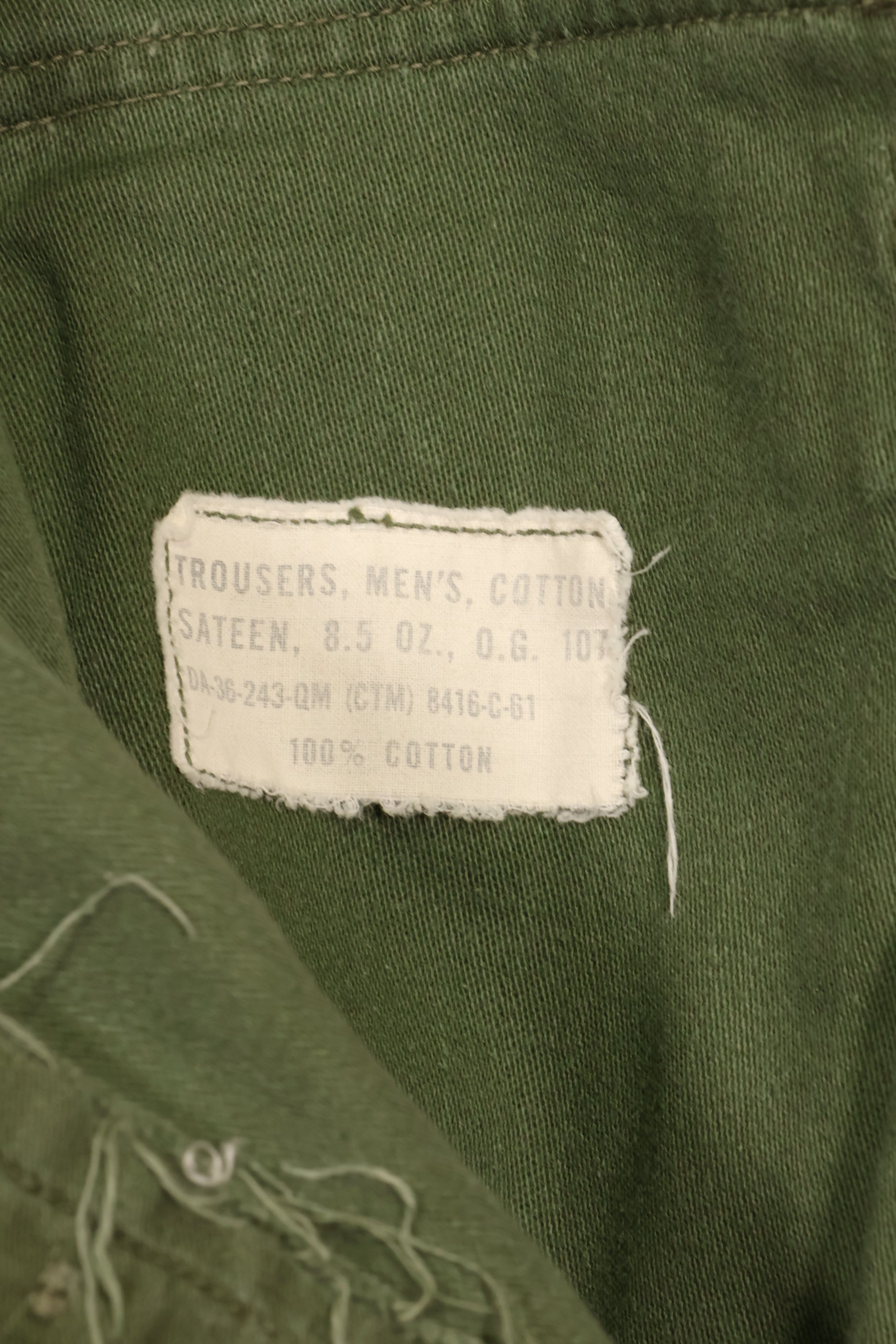1961年契約　TYPE 1　SMALL　 アメリカ軍　OG-107 ユーティリティパンツ　ベイカーパンツ　中古品  E