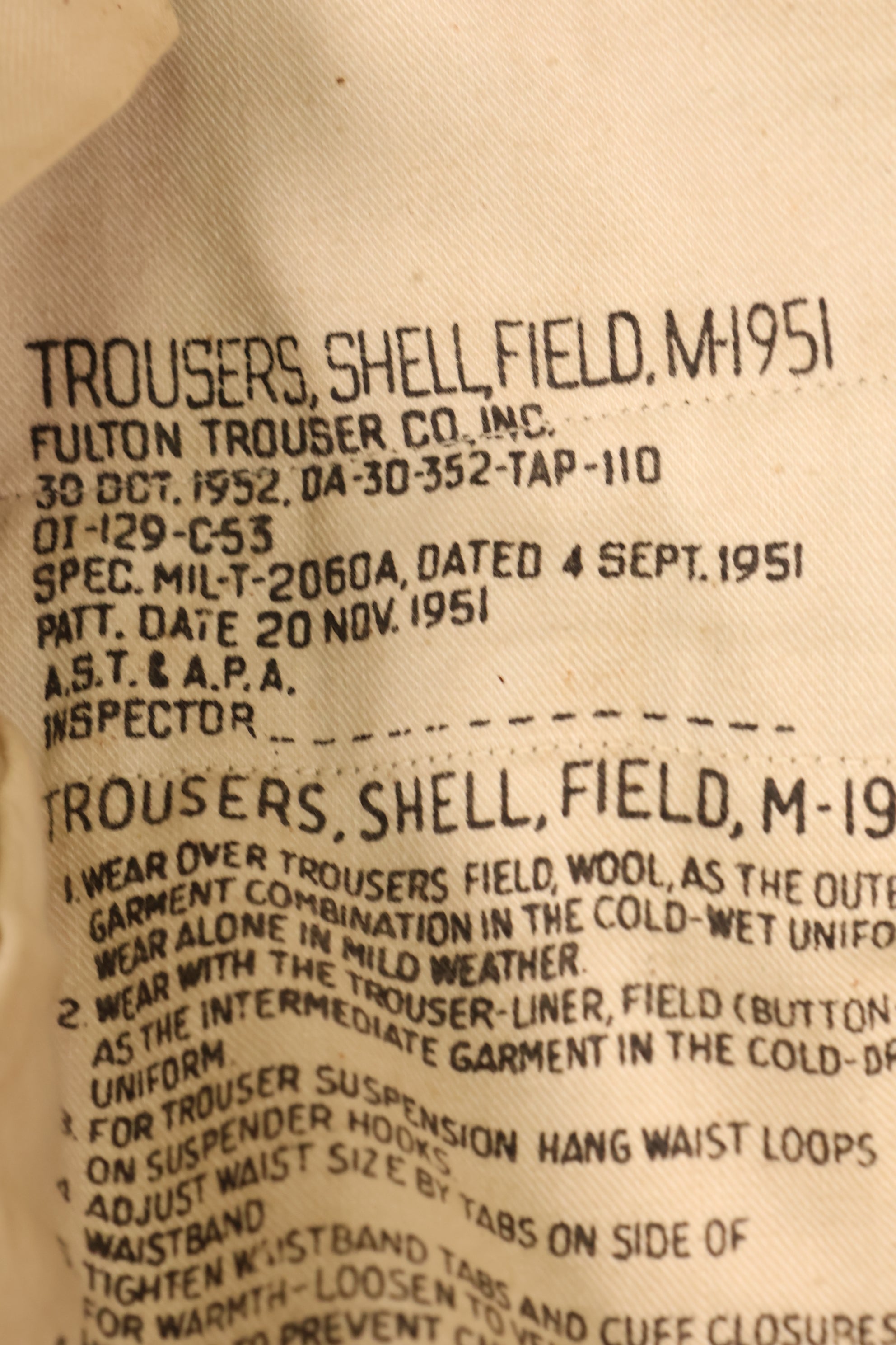 1951年契約　M-R　アメリカ陸軍　M-1951 フィールドパンツ　M51 パンツ　ほぼ未使用品　