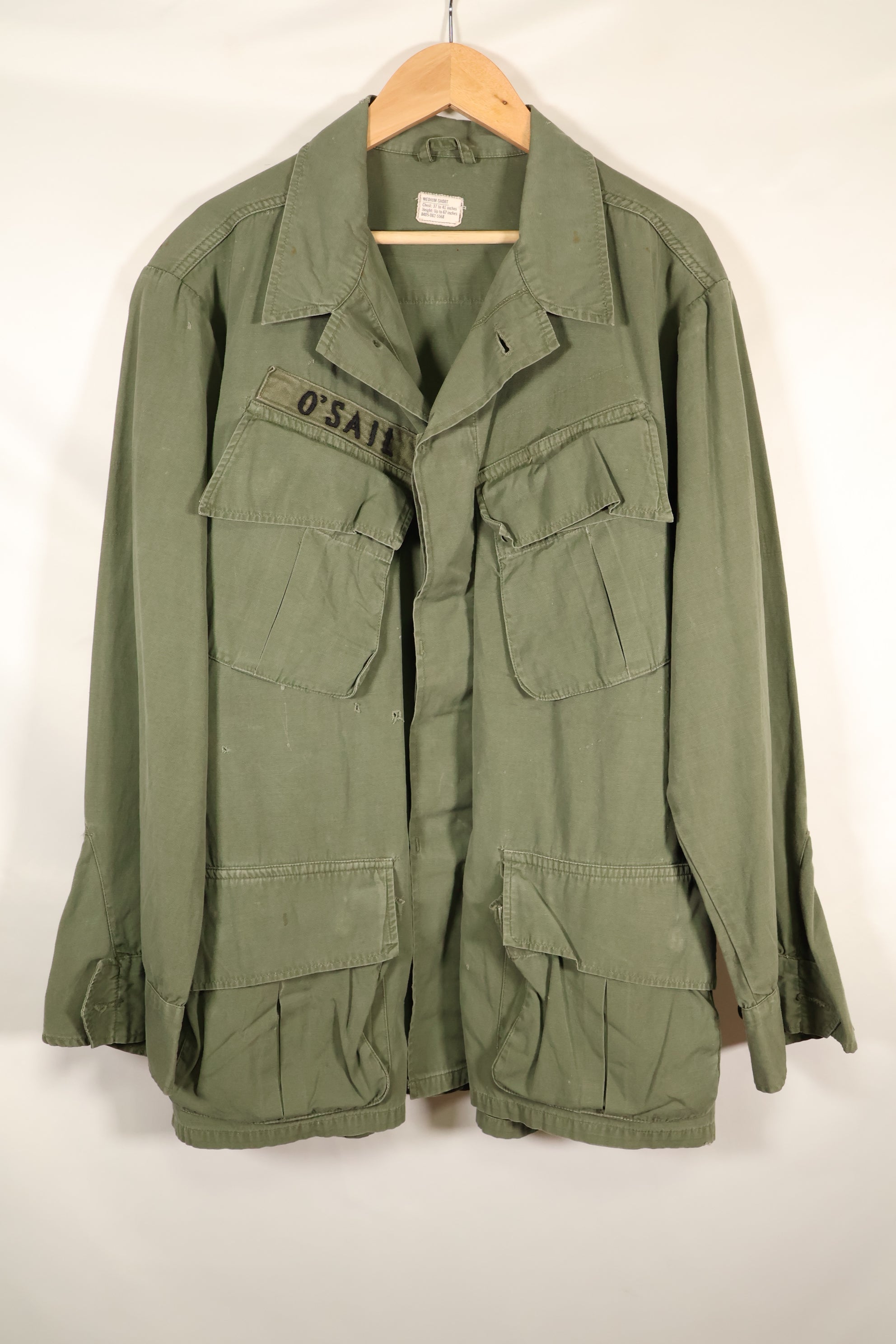 1967年契約　M-S　ノンリップストップ　3rd Model ジャングルファティーグ　ジャケット　テープ付　中古品